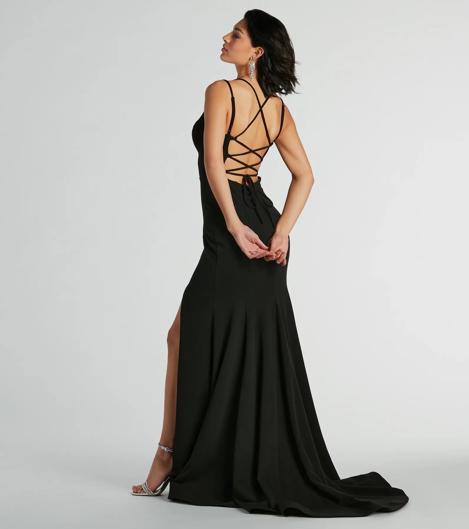 Premium Gabriela V-Neck Lace-Up Mermaid Evening Gown