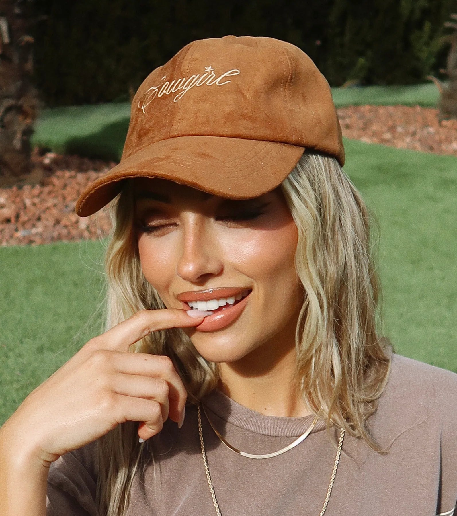 Premium Faux Suede Cowgirl Script Baseball Cap - Ultimate Style Upgrade