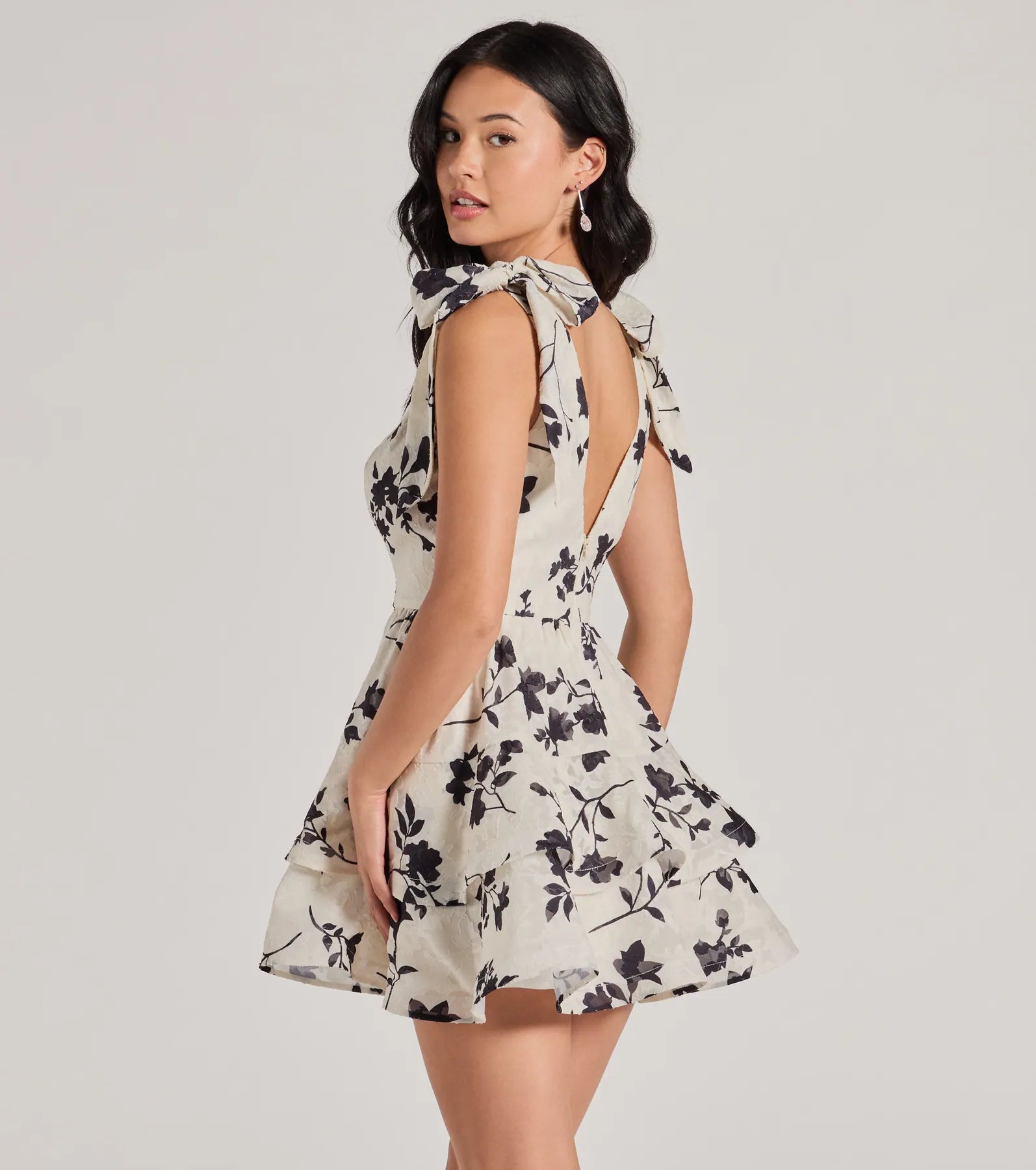 Premium Chantel Floral Bow Tie Dress – Ultimate Skater Style