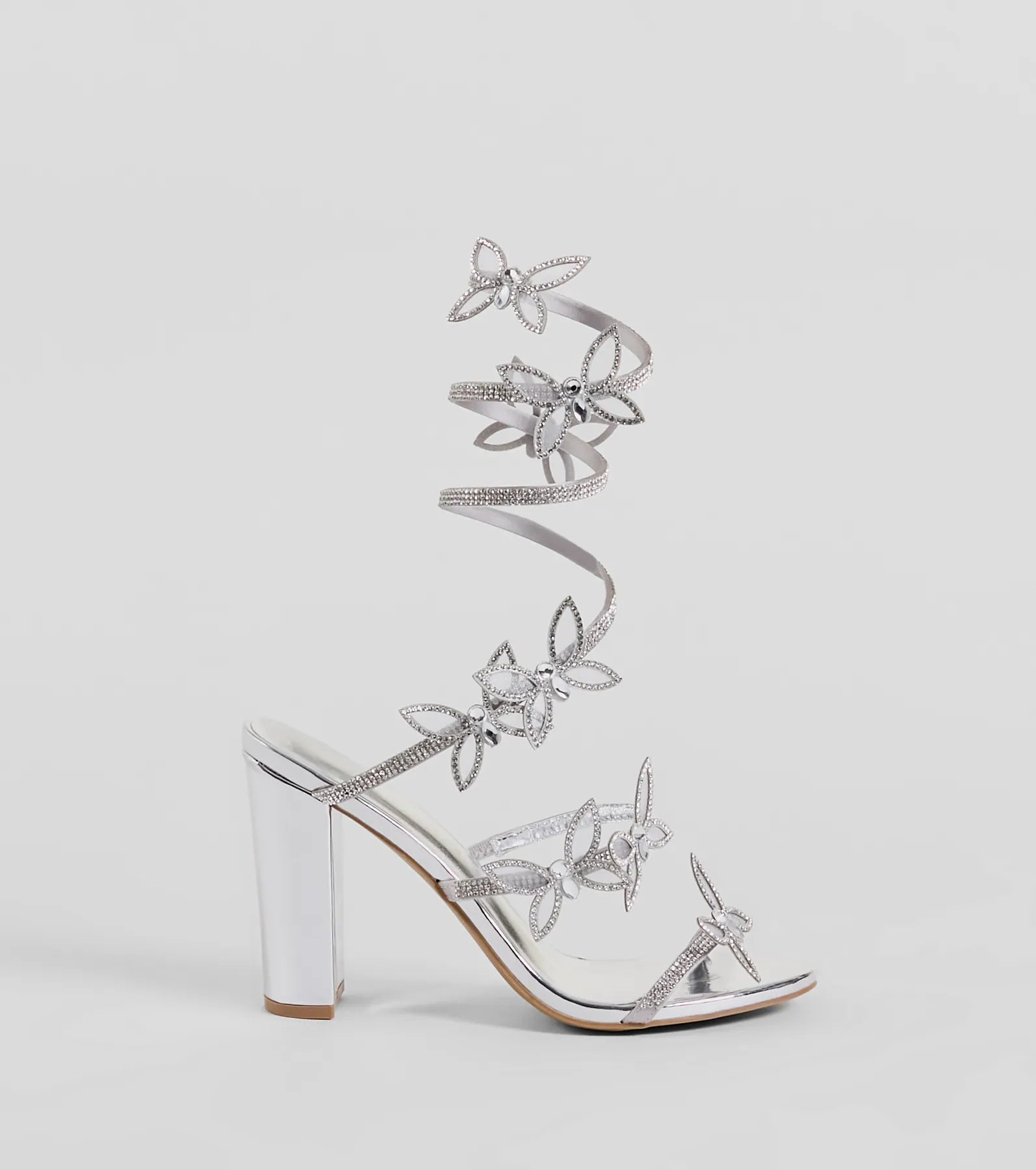 Premium Rhinestone Butterfly Spiral Heels - Ultimate Glamour