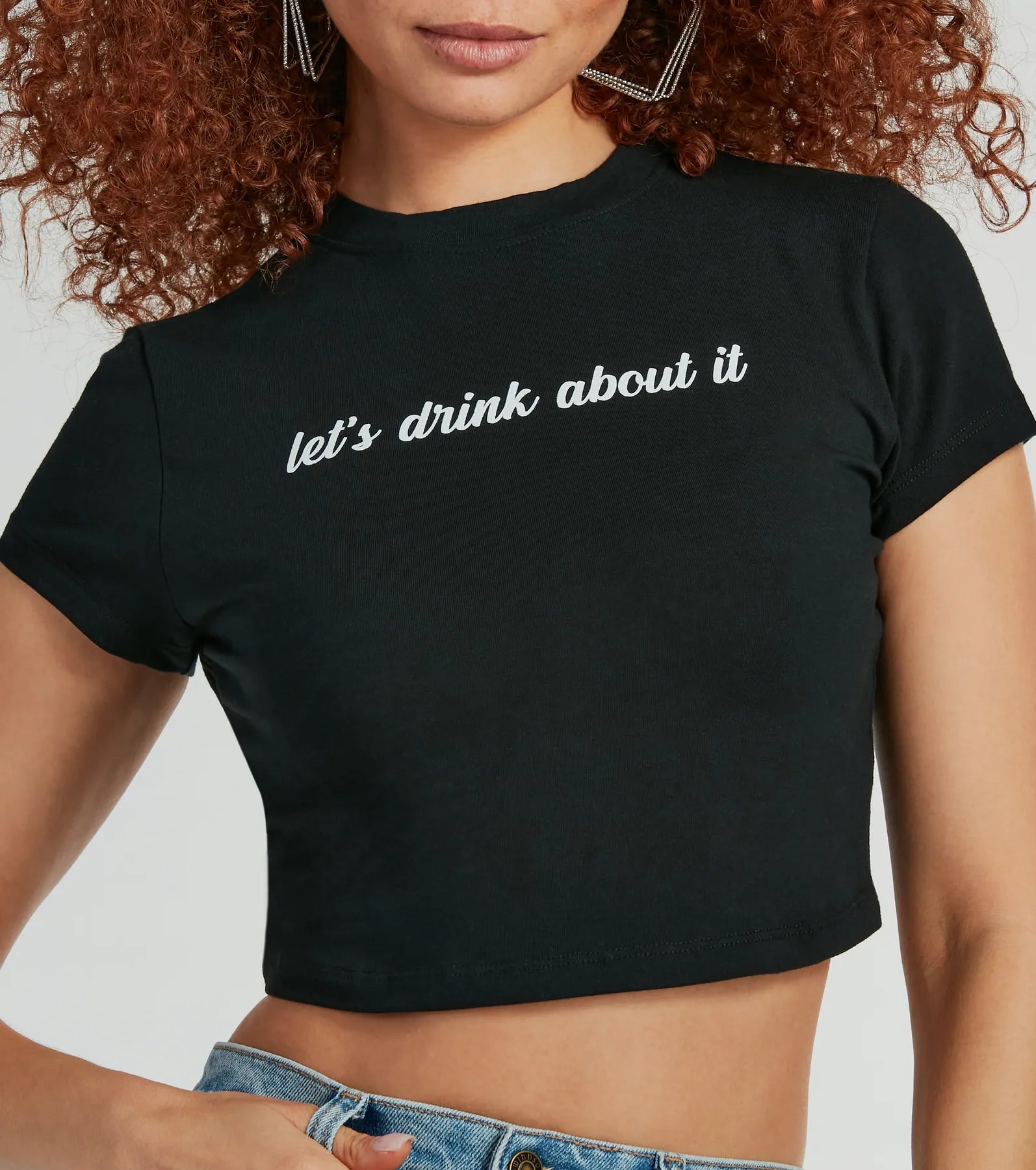 Ultimate 'Let's Drink About It' Crop Graphic Tee