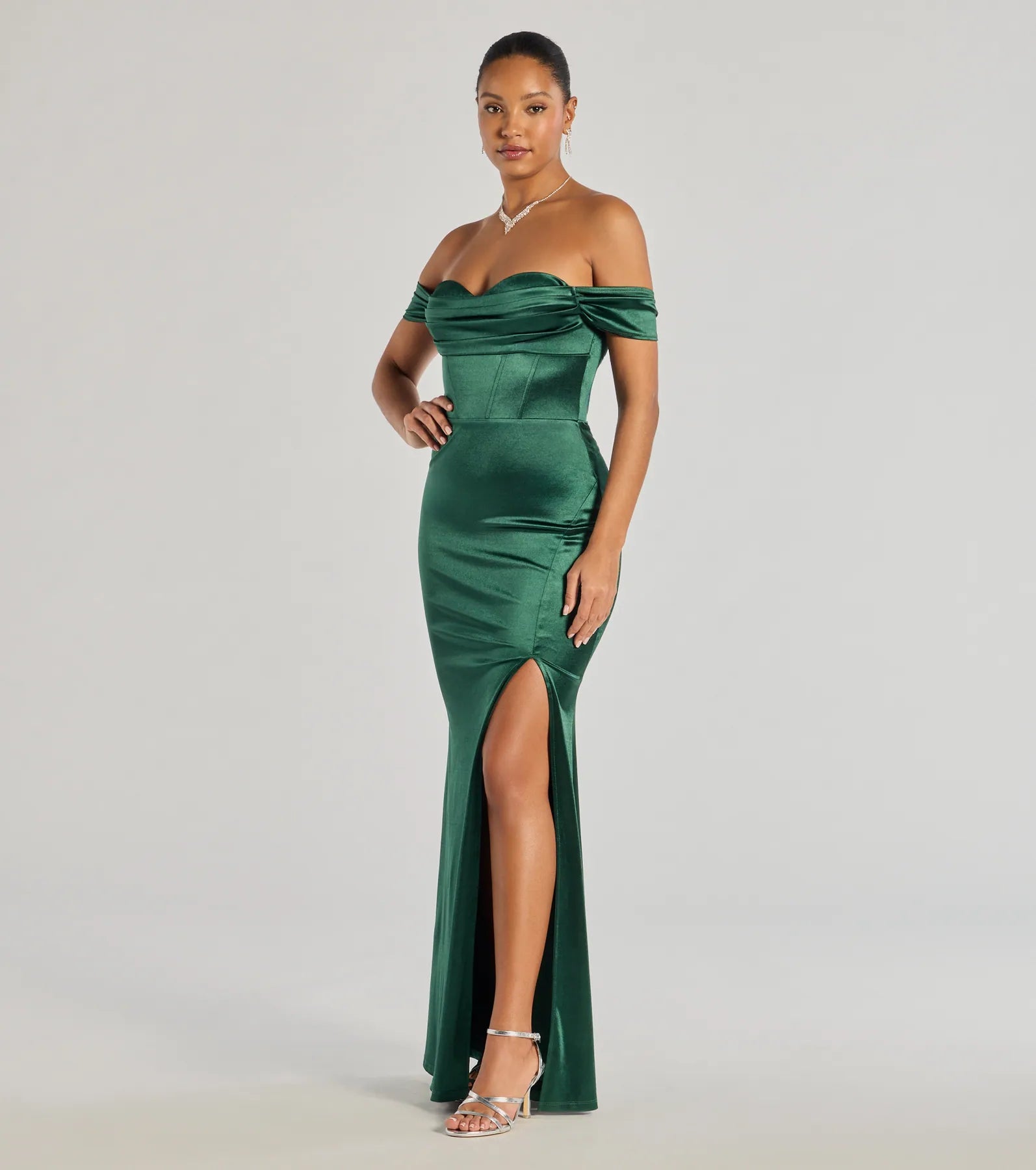 Ultimate Laura Off-The-Shoulder Mermaid Satin Formal Dress