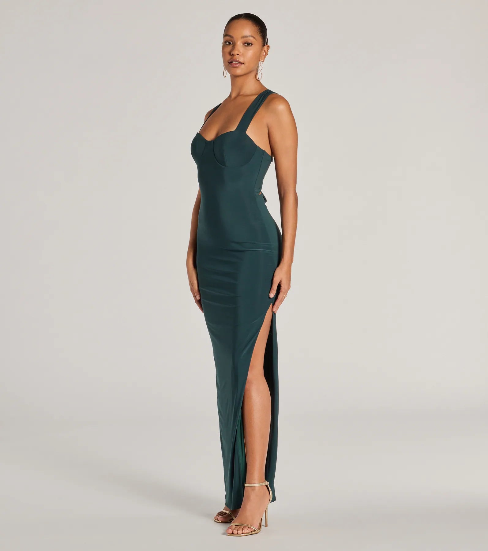 Premium Marleigh Lace-Up High Slit Evening Gown