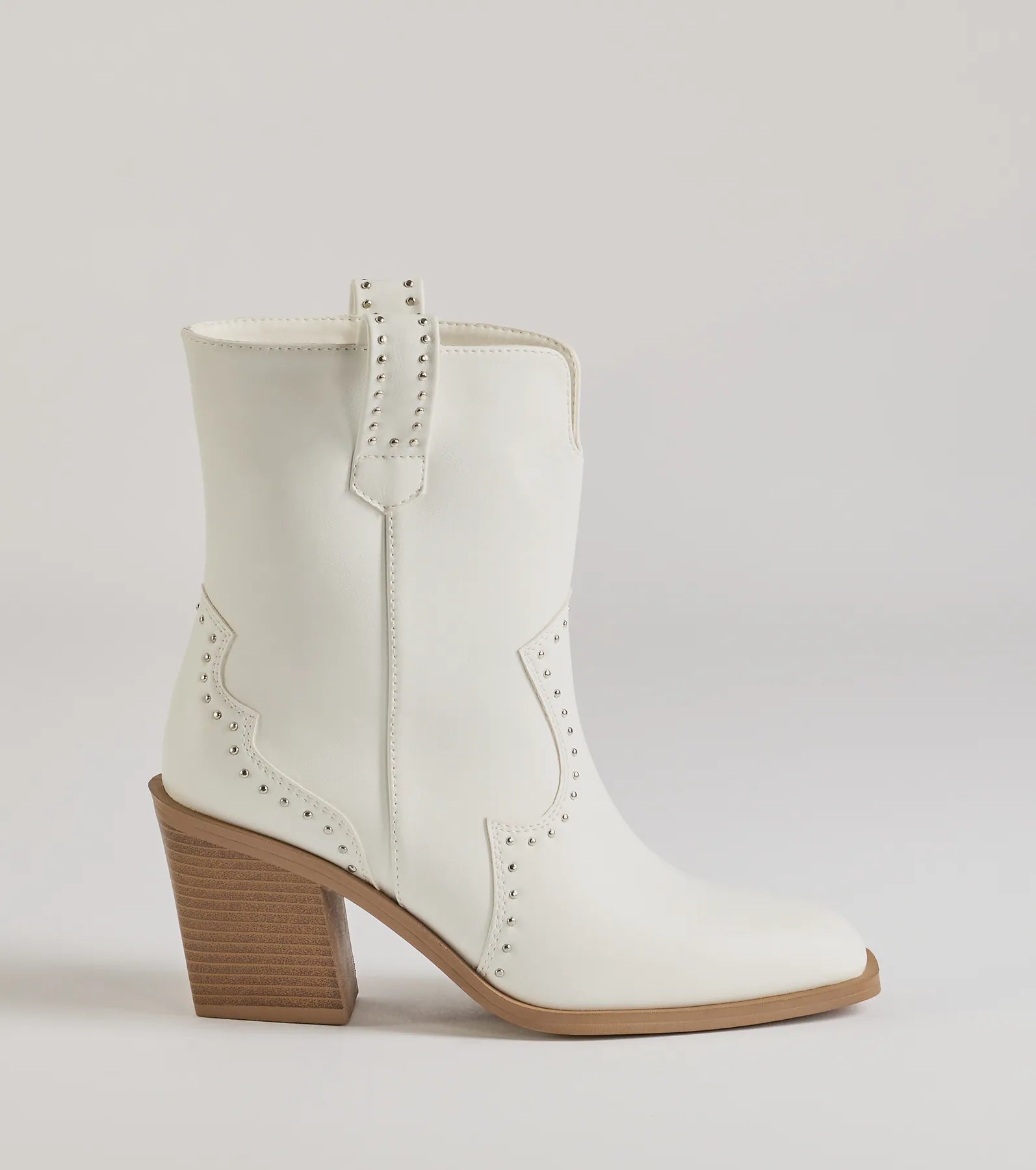 Premium Western-Inspired Studded Faux Leather Booties