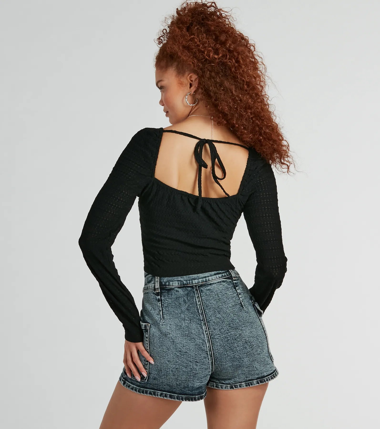 Ultimate Sweet 'Fit Long Sleeve Textured Knit Corset Top