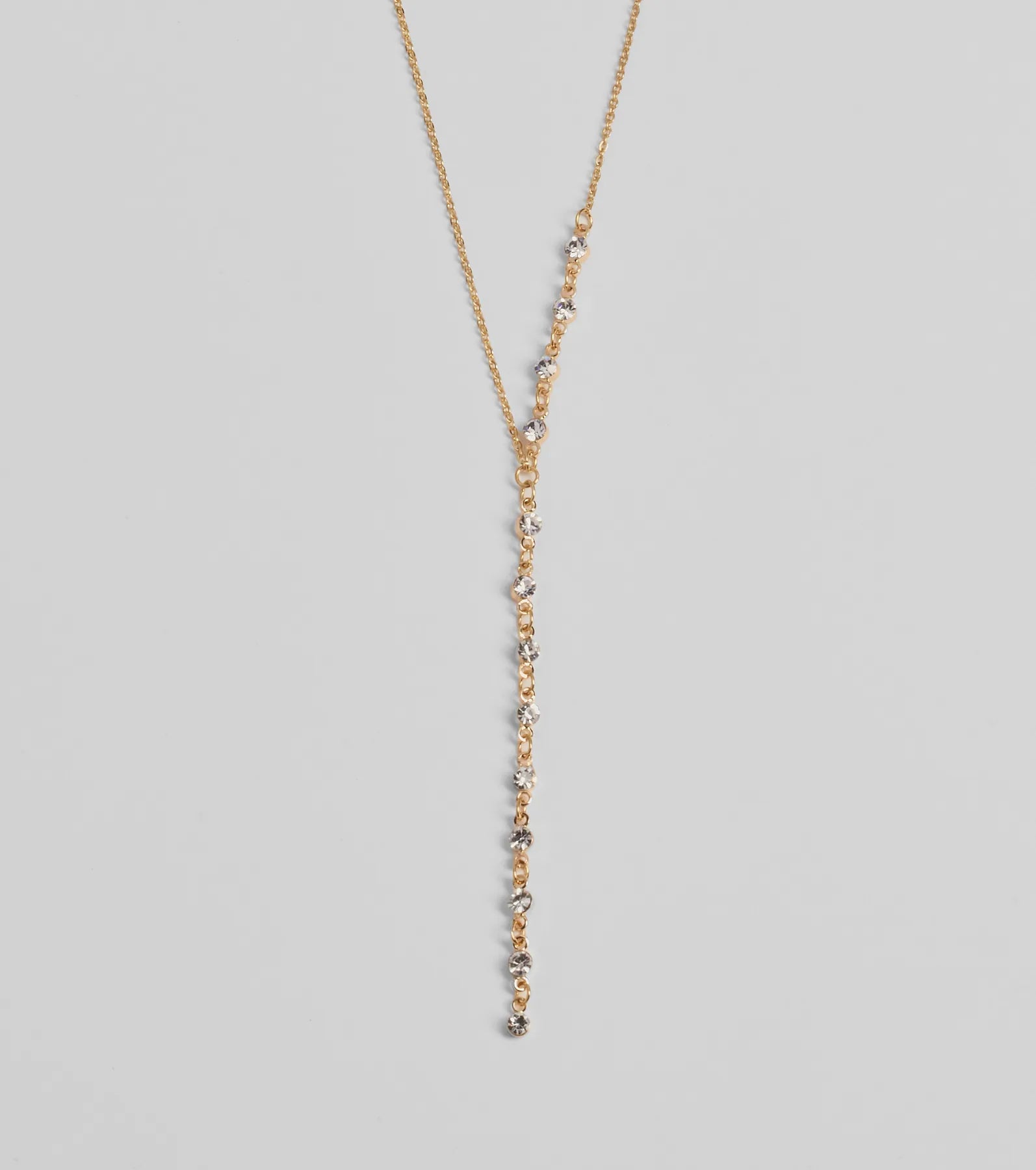 Premium Sparkle Lariat Necklace with Rhinestones