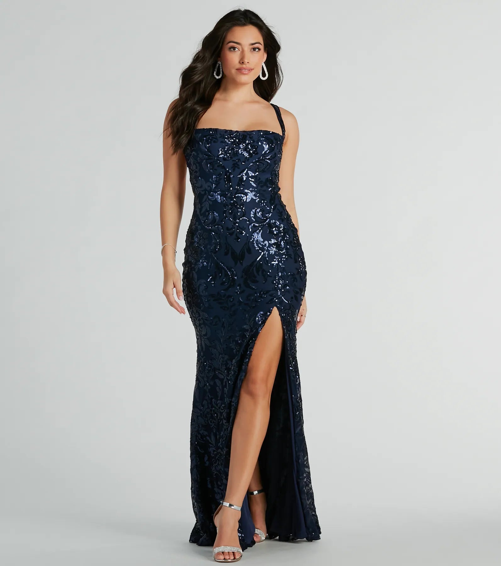 Moira Premium Lace-Up Sequin Gown – Ultimate Glamour for Formal Events