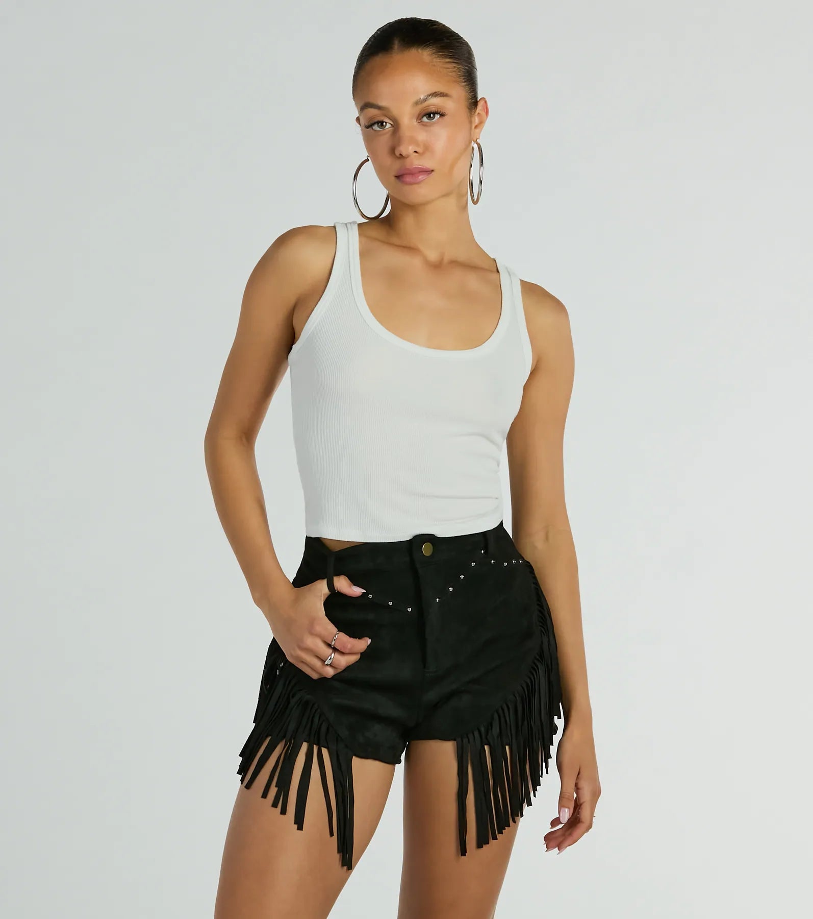 Ultimate Fringe Faux Suede High-Rise Shorts - Bold & Chic