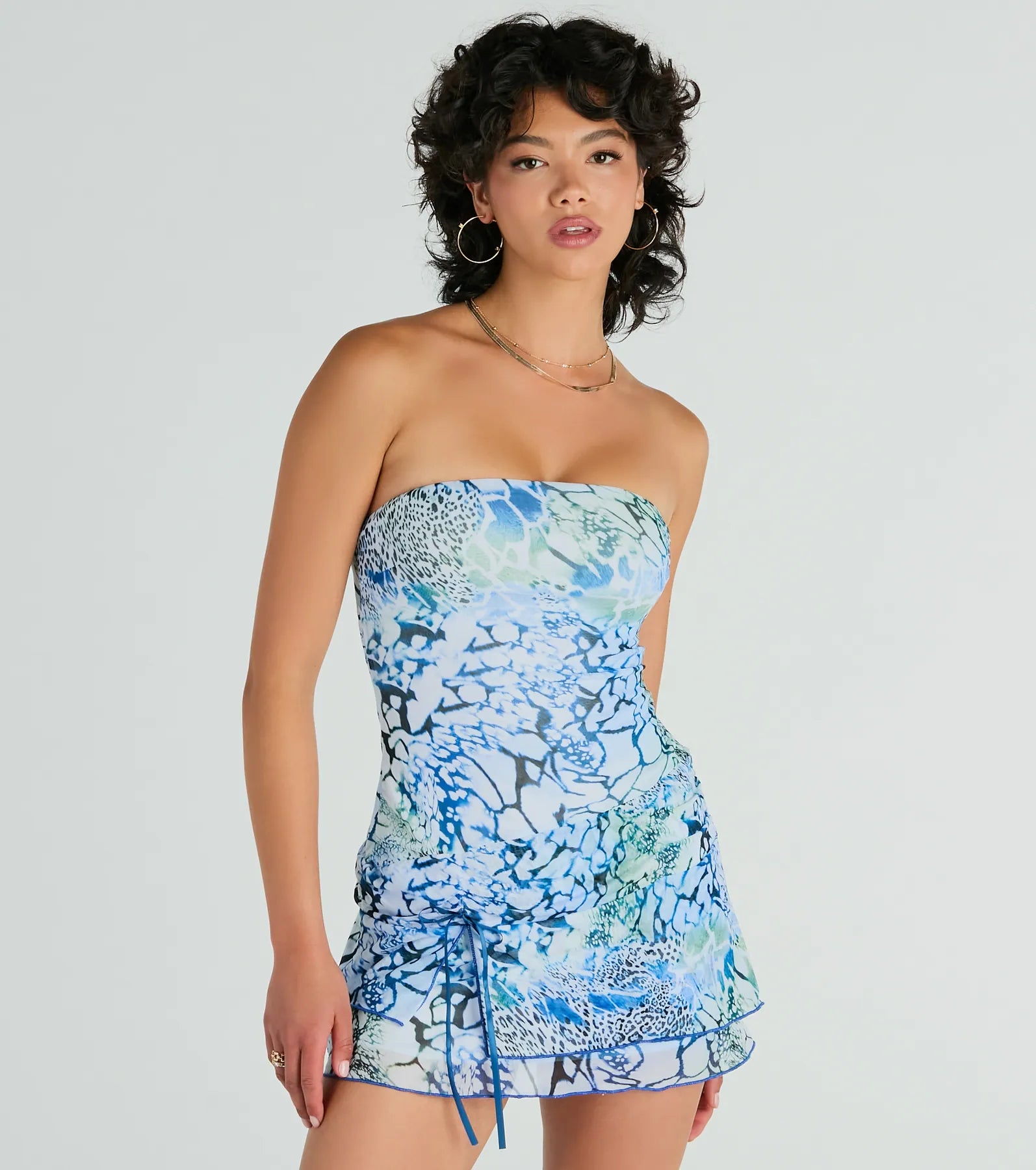 Ultimate Vibrant Butterfly Print Strapless Mini Dress