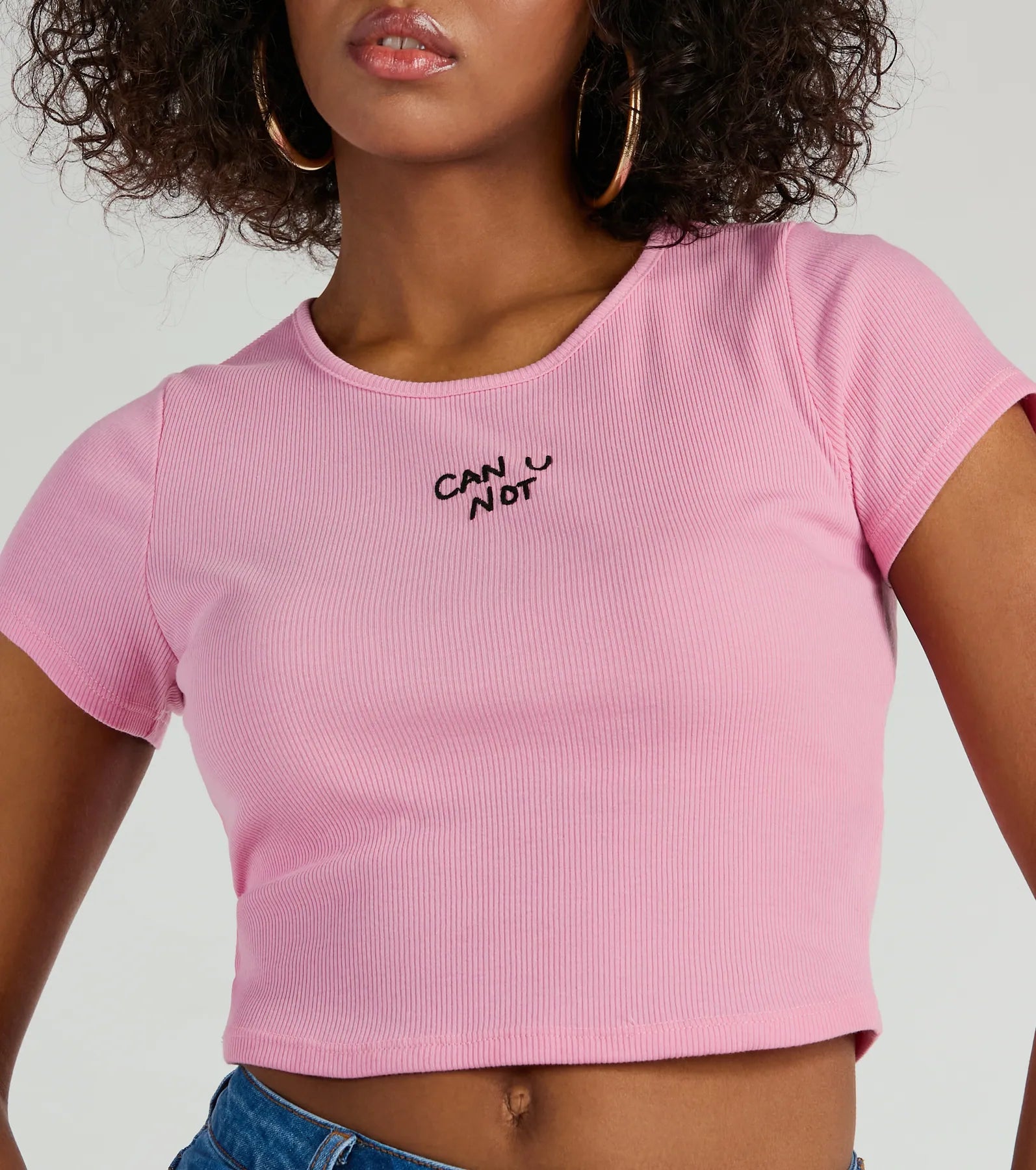 Ultimate Can U Not Crew Neck Crop Tee - Sassy & Stylish