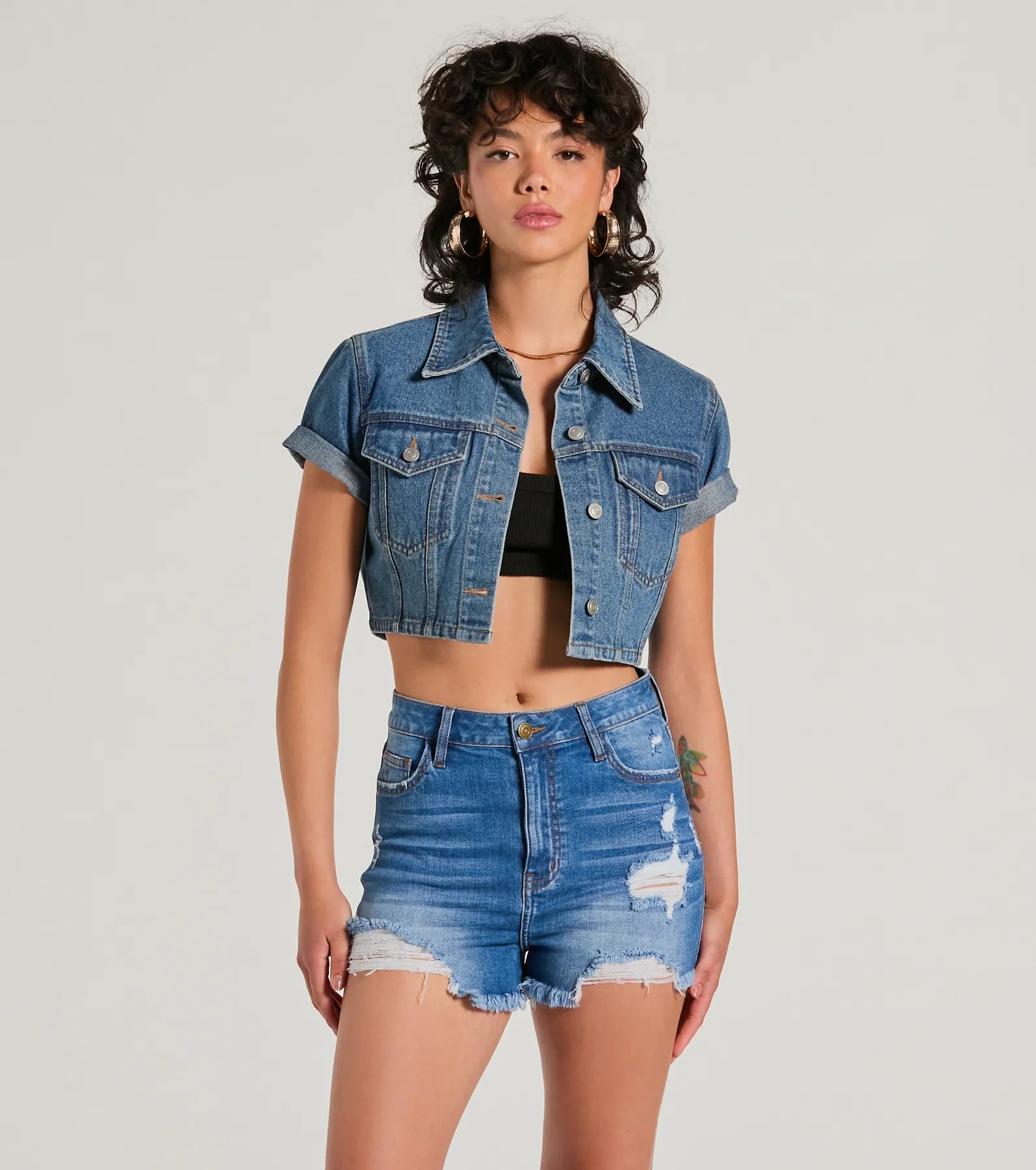 Premium Cool Impression Denim Jacket - Short Sleeve Style