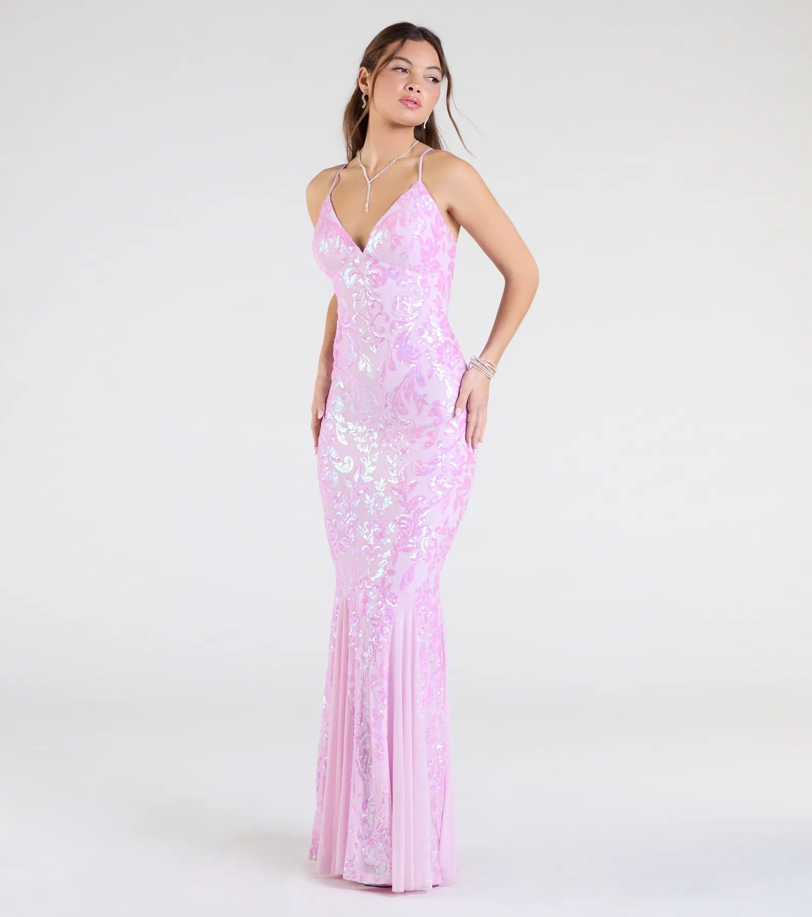 Luna Premium Strappy Back Mermaid Sequin Gown - Ultimate Glamour