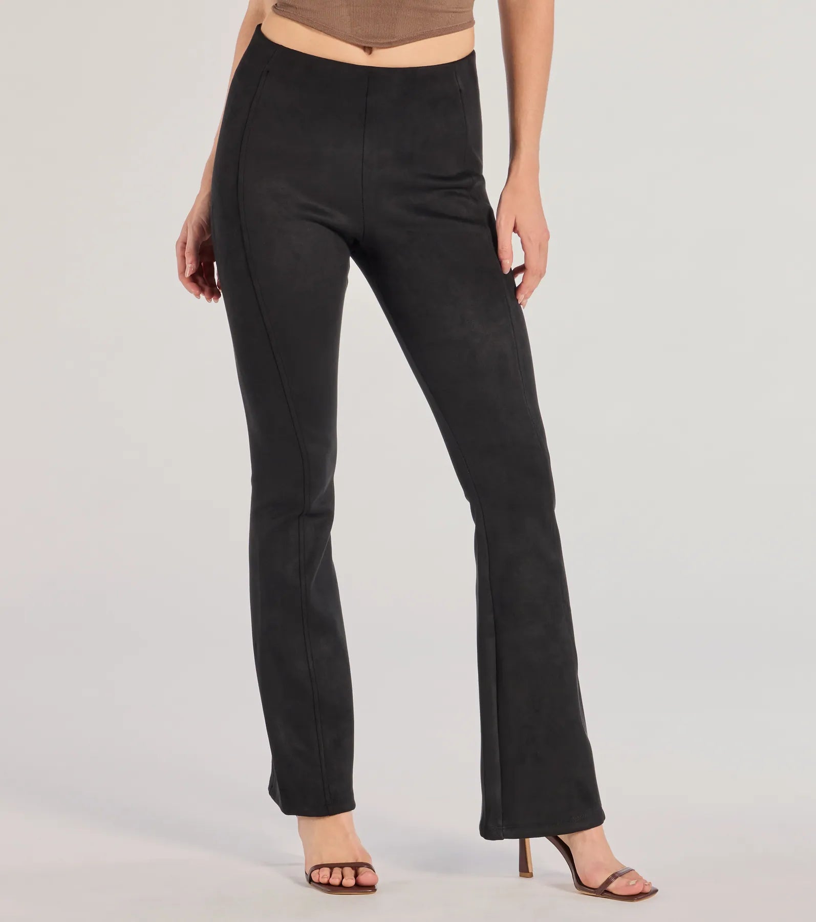 Premium Faux Suede Flared High-Waist Pants - Ultimate Style Upgrade