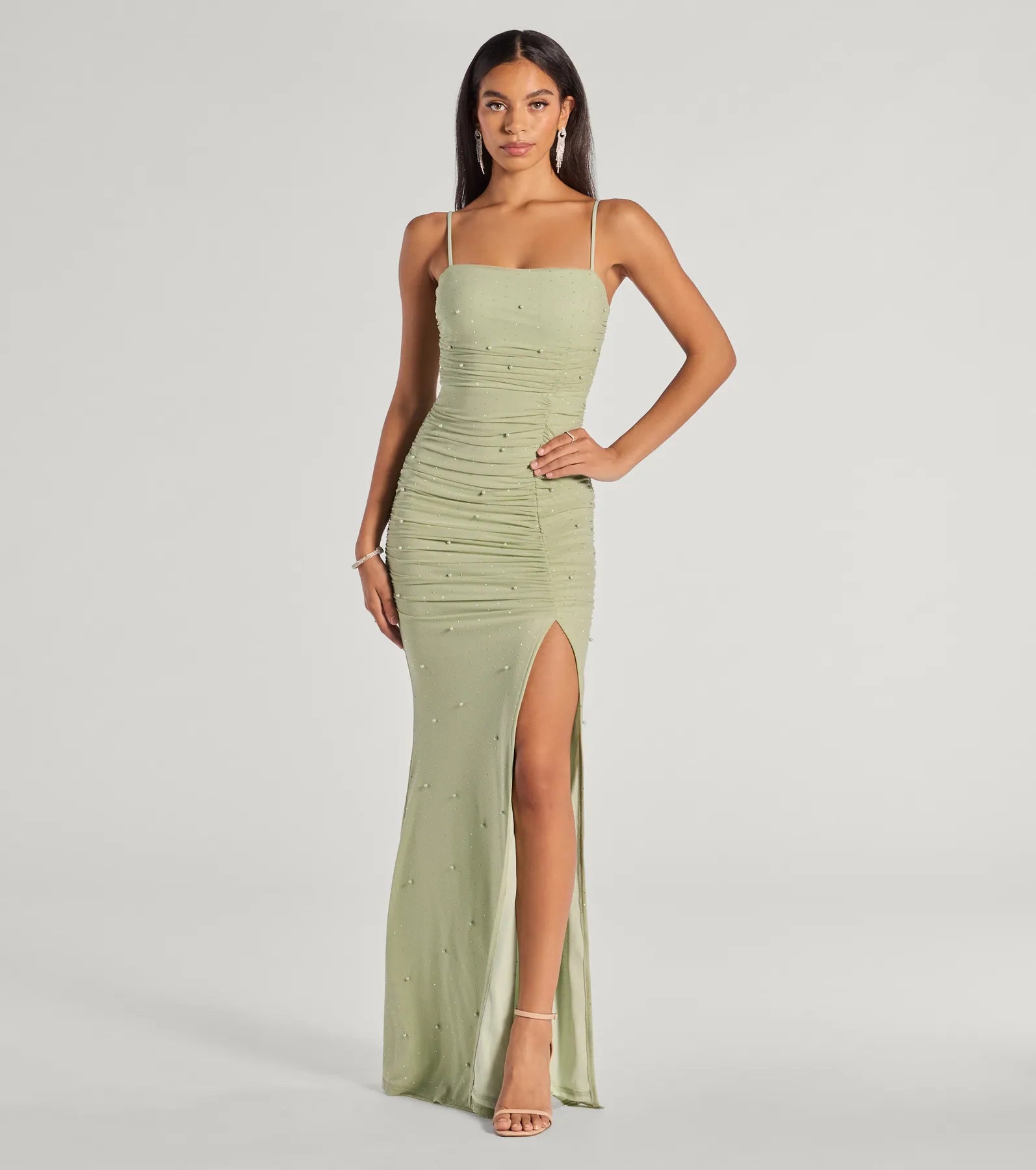 Premium Annika Glamour Mermaid Dress with Pearl & Rhinestone Details