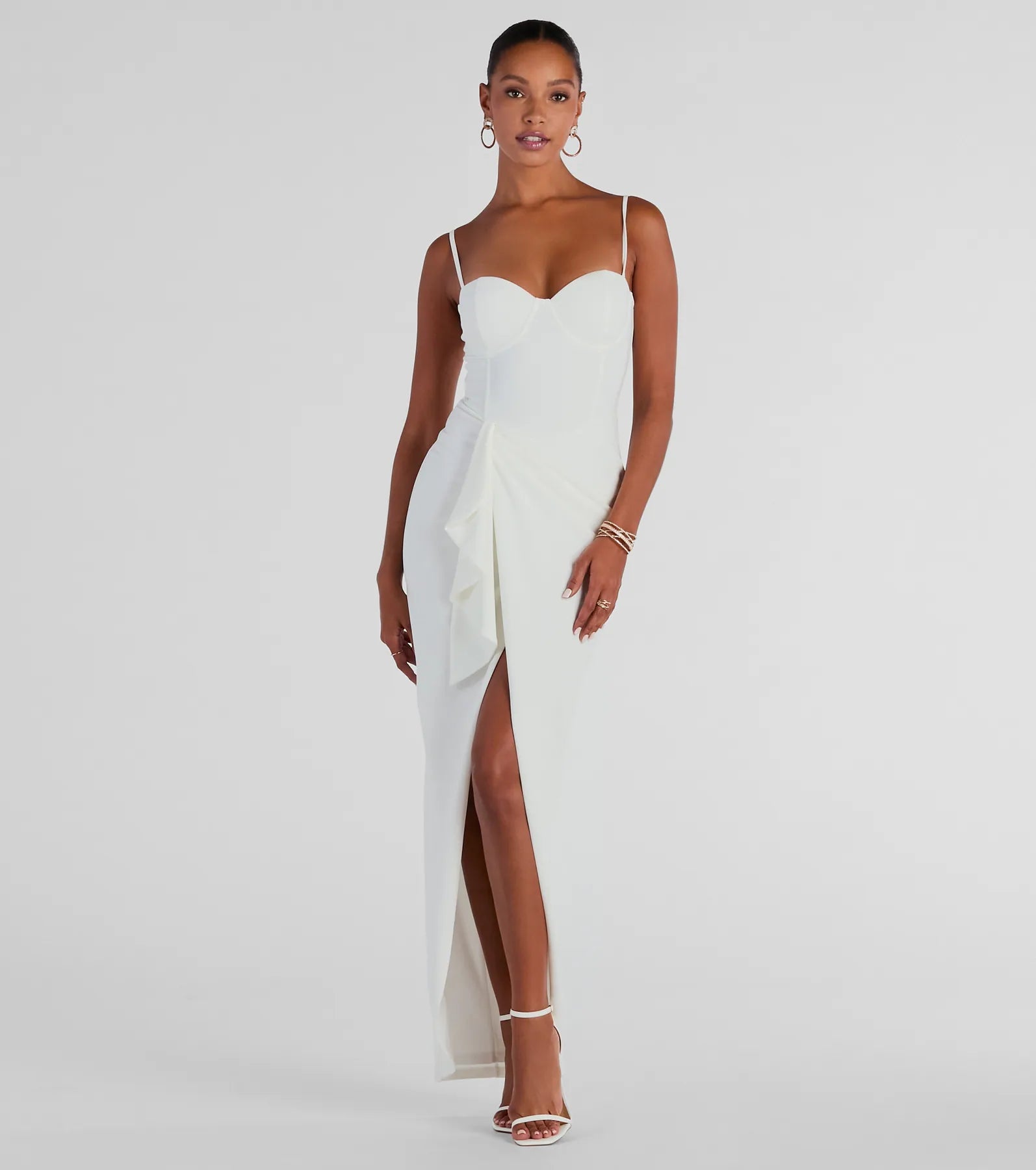 Ultimate Darcie Sweetheart Ruffle Slim Crepe Formal Dress