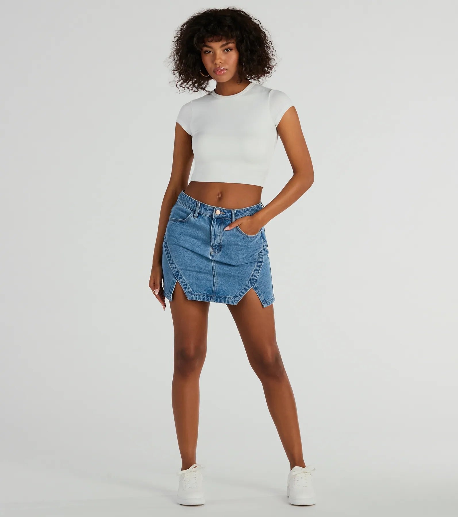 Ultimate High-Rise Slit Denim Mini Skirt - Playful & Chic