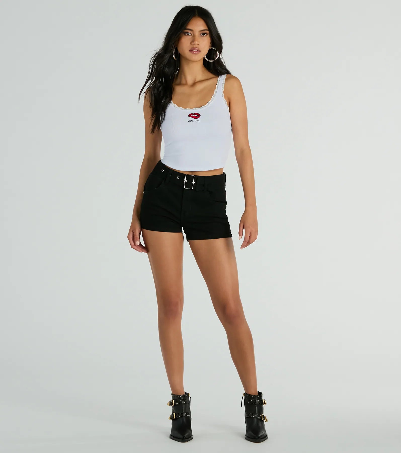 Ultimate Flirty Lace Trim Crop Tank Top - Bite Me Edition