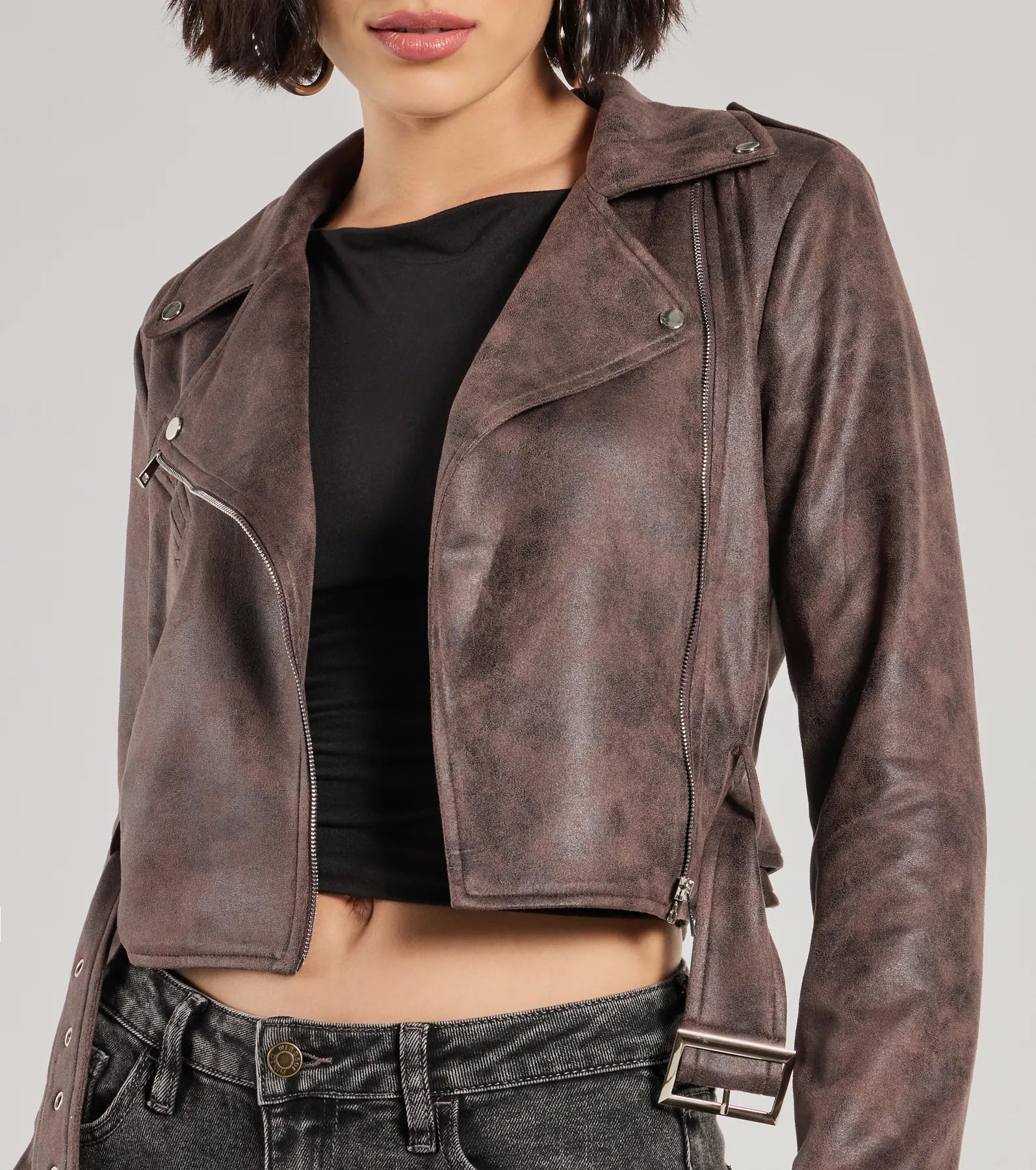 Ultimate Cool Vibes Faux Suede Belted Moto Jacket