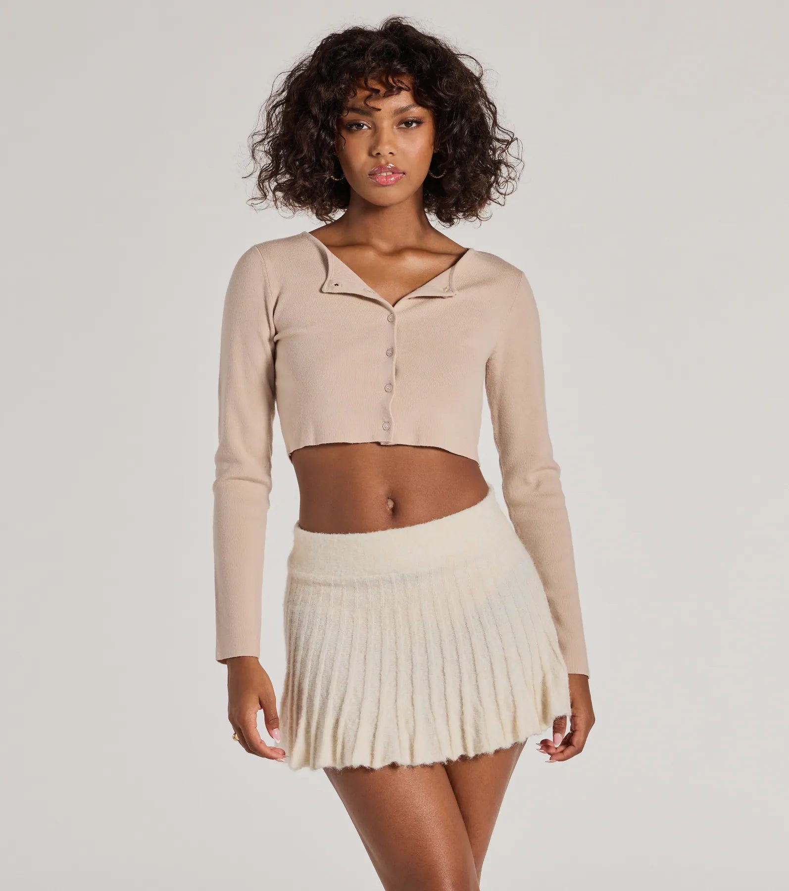 Ultimate Preppy Charm Pleated Knit Mini Skirt