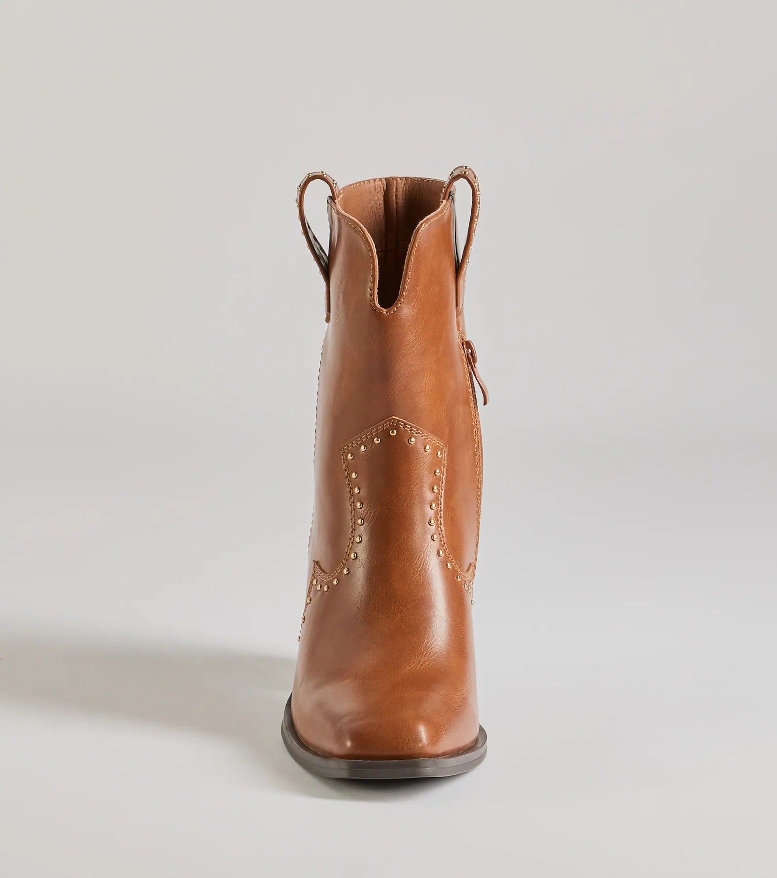 Premium Western-Inspired Studded Faux Leather Booties