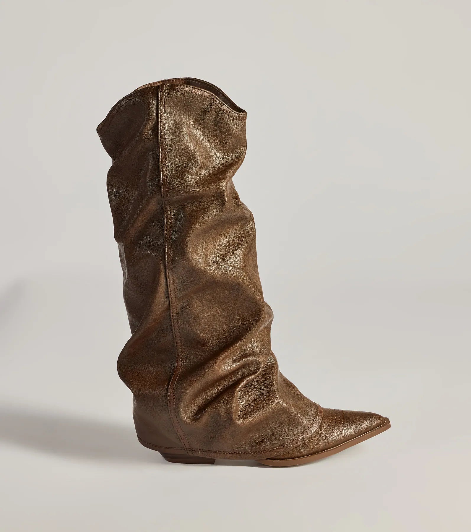 So The Drama Premium Distressed Faux Leather Knee-High Boots