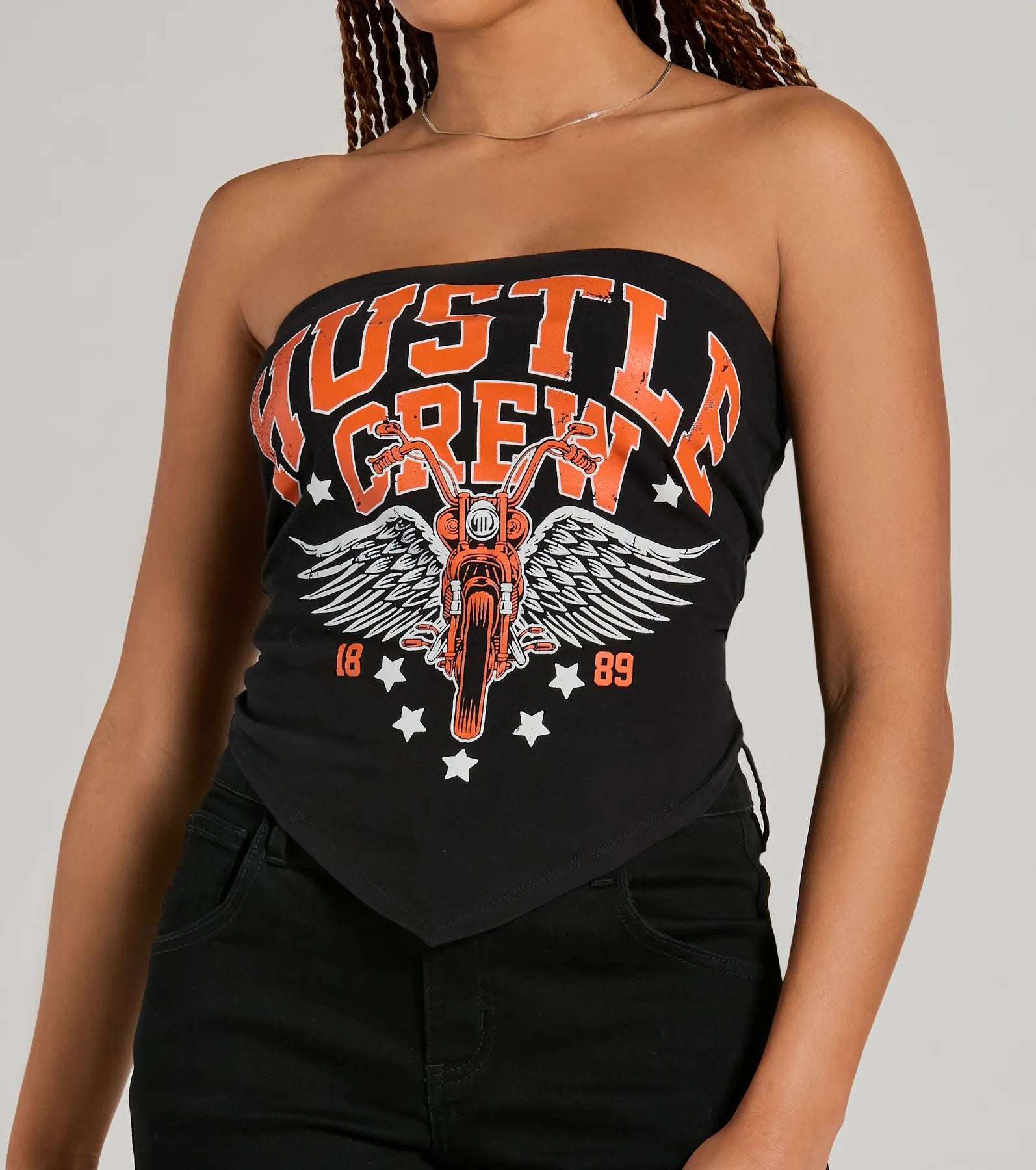 Ultimate Hustle Crew Strapless Graphic Crop Top