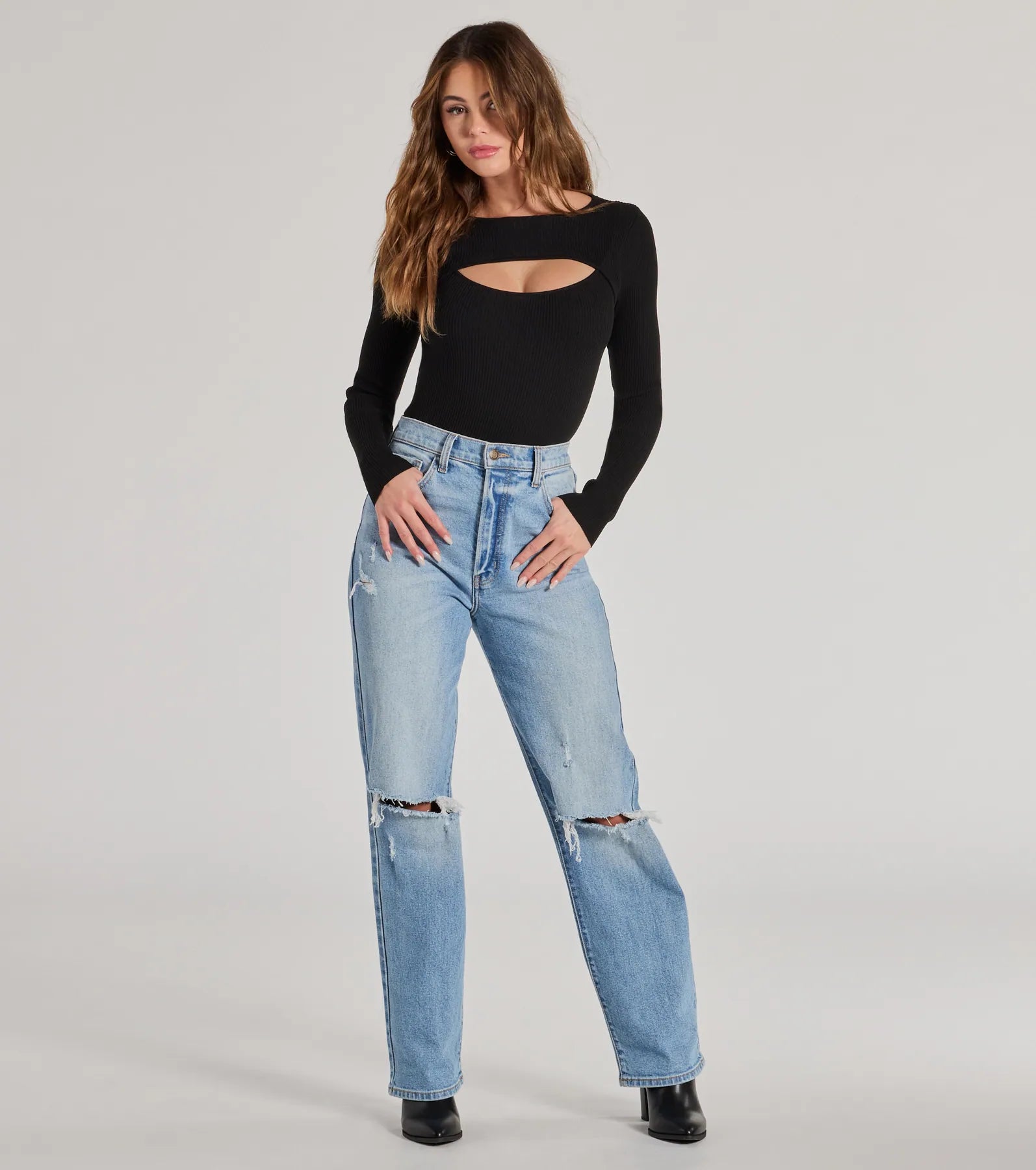 Premium Ribbed Knit Cutout Bodysuit - Ultimate Casual Chic