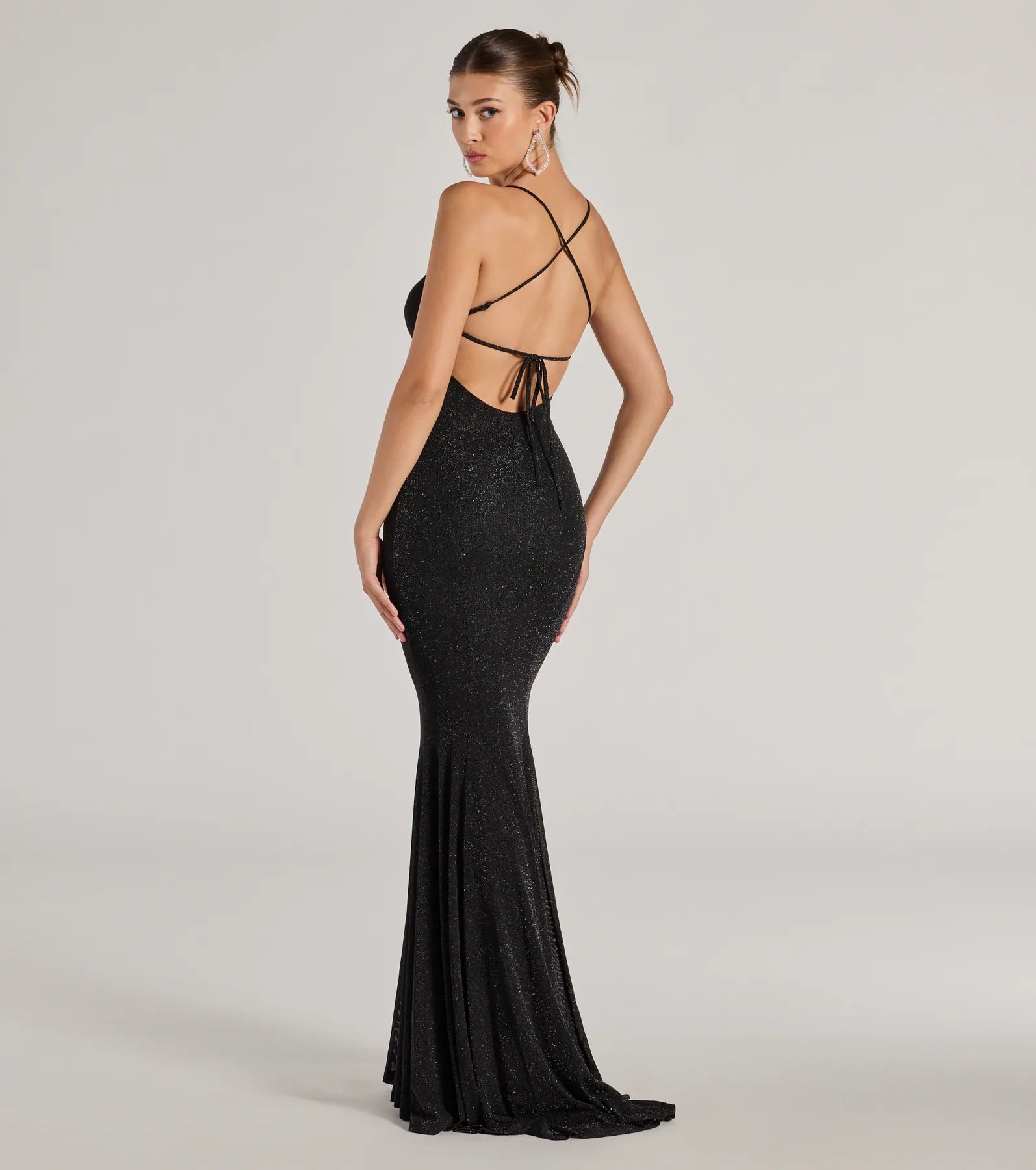 Ariyah Premium Glitter Lace-Up Mermaid Gown - Ultimate Formal Elegance