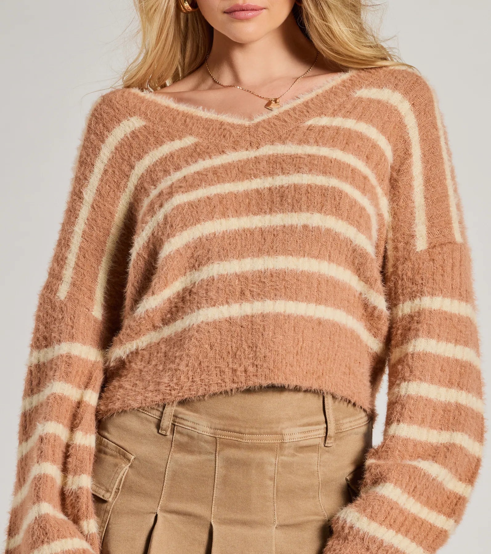 Ultimate Cozy Charm Striped Eyelash Knit Sweater