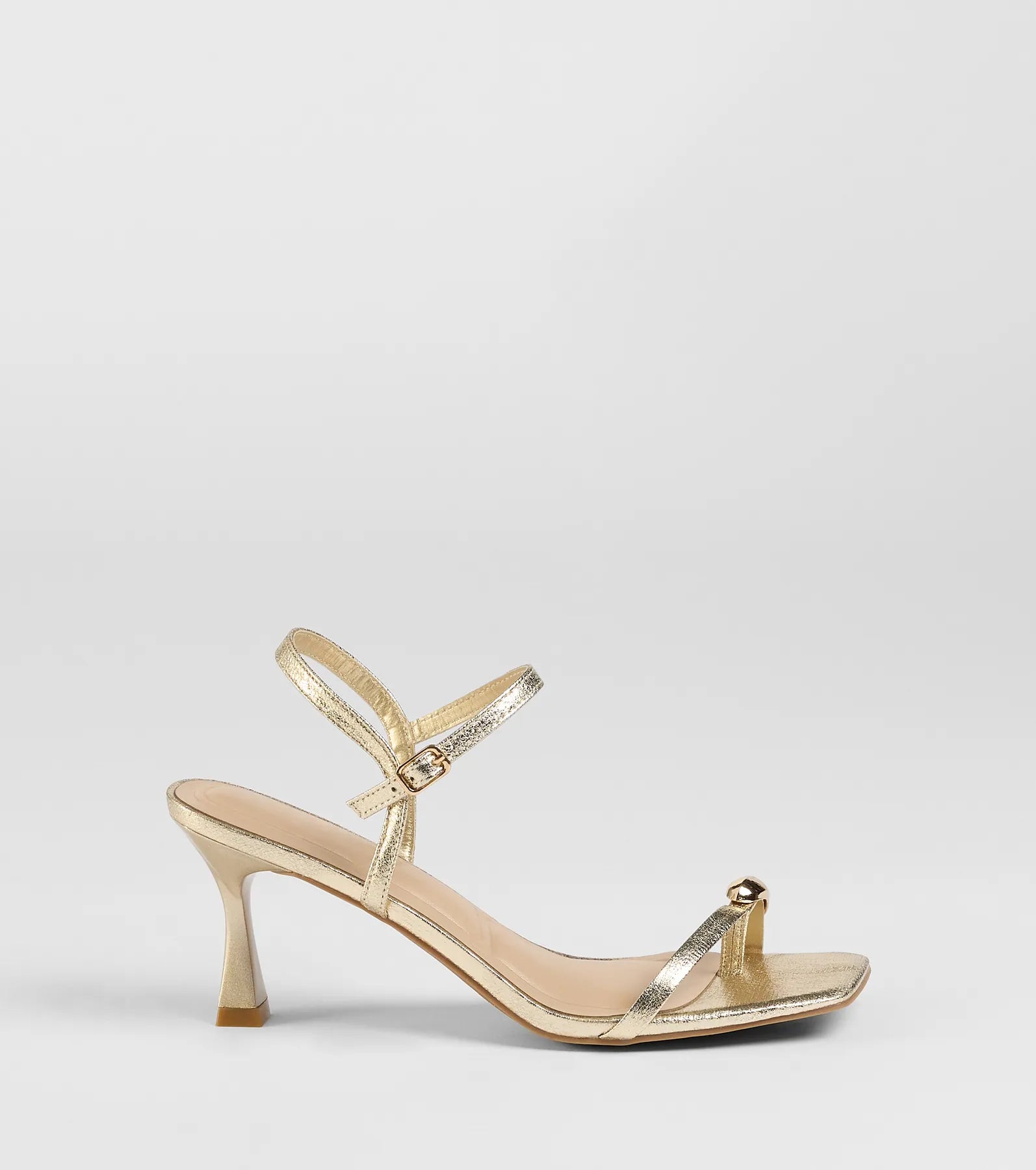 Ultimate Strappy Kitten Heels - Gold Accent