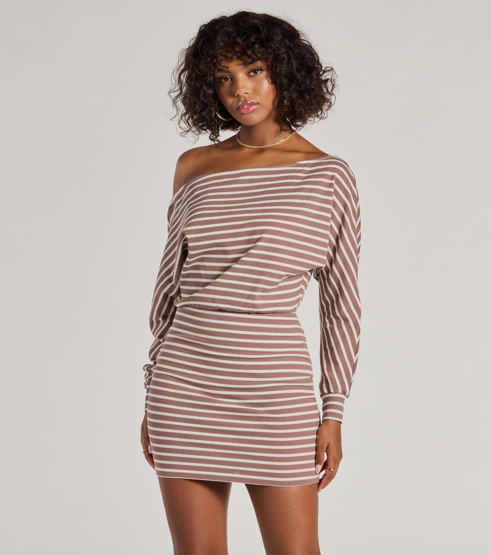 Ultimate Striped Off-Shoulder Mini Dress