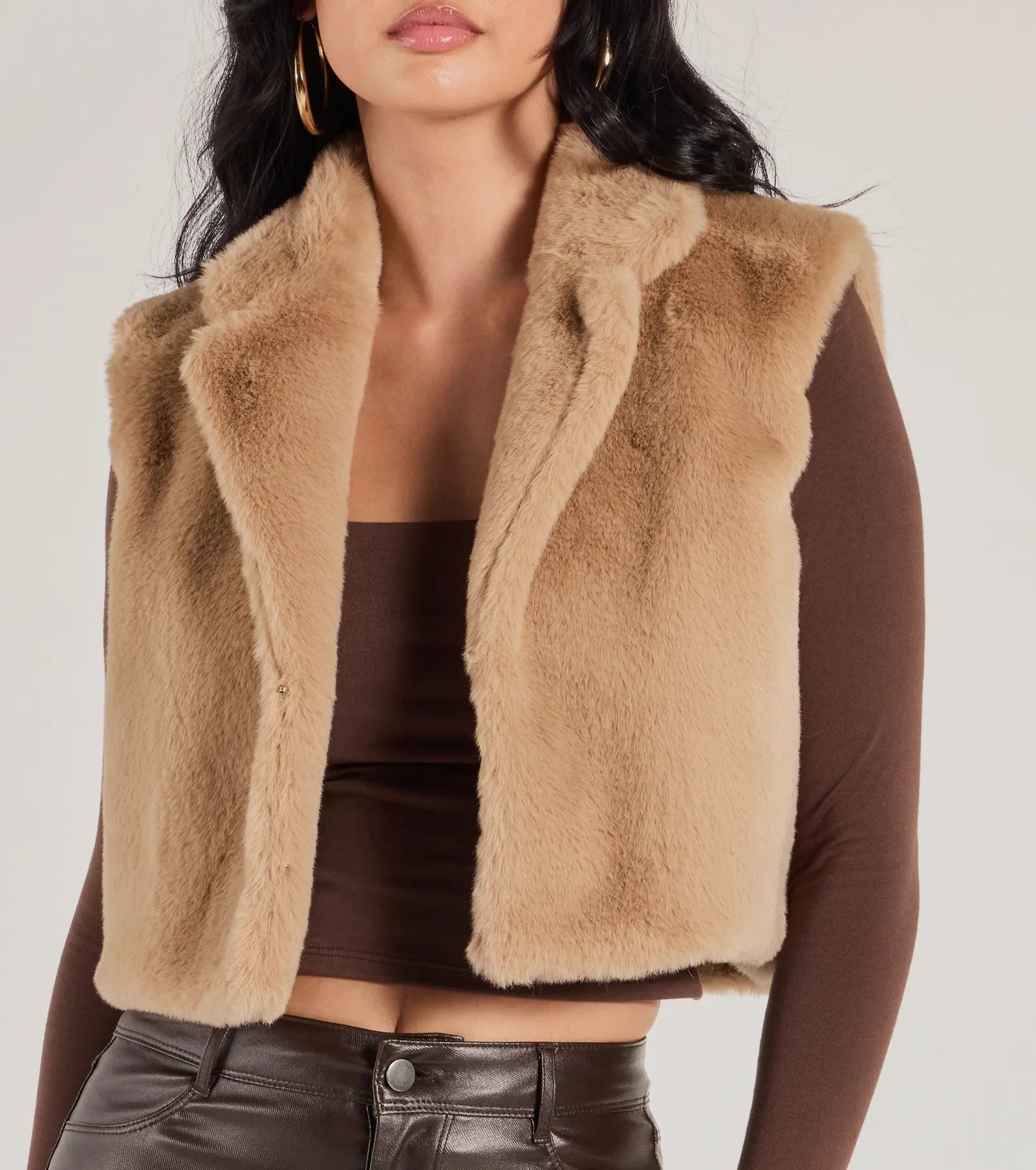 Premium Cozy Glamour Faux Fur Cropped Vest