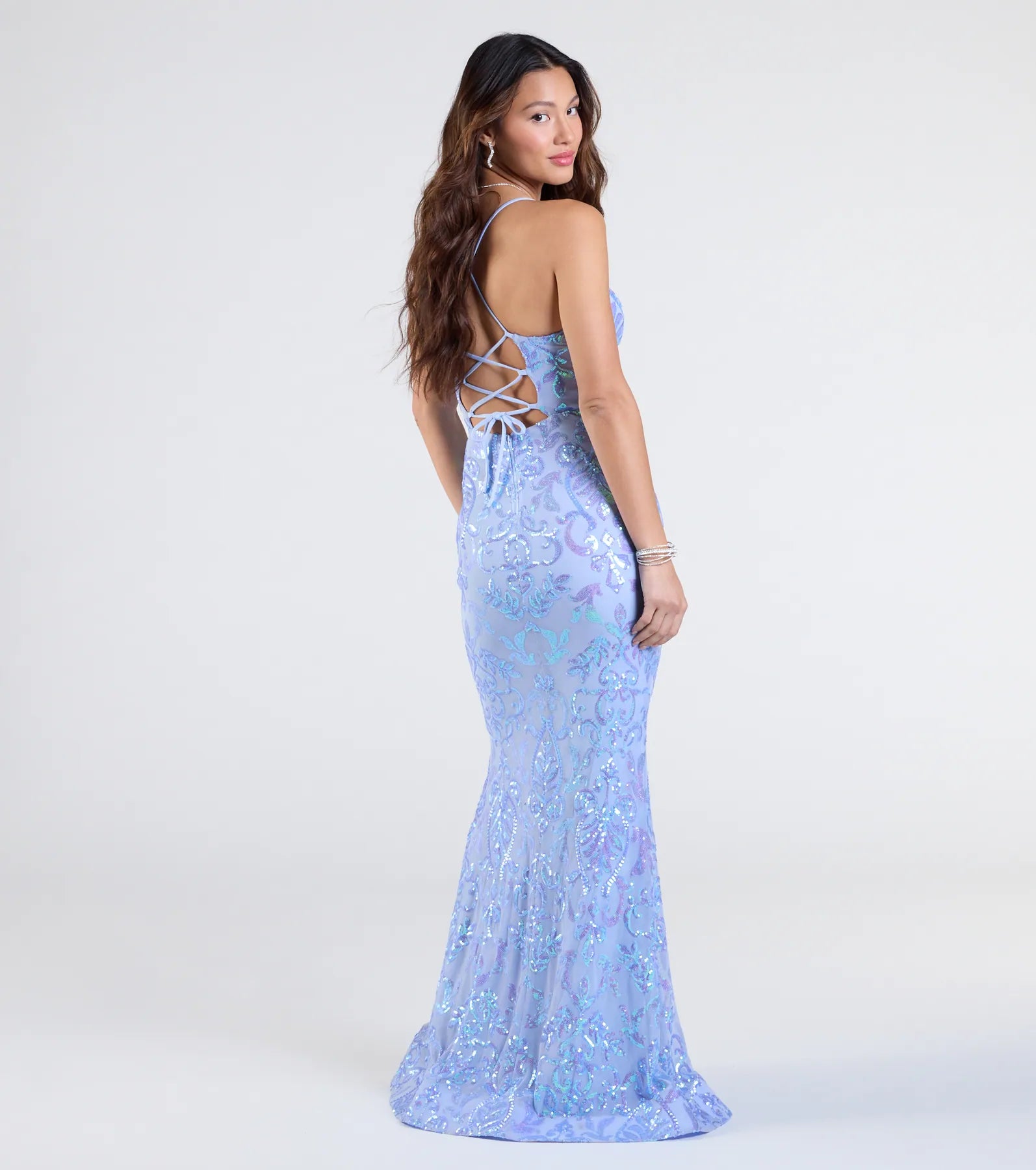 Premium Jessica Lace-Up Mermaid Sequin Formal Dress - Ultimate Elegance