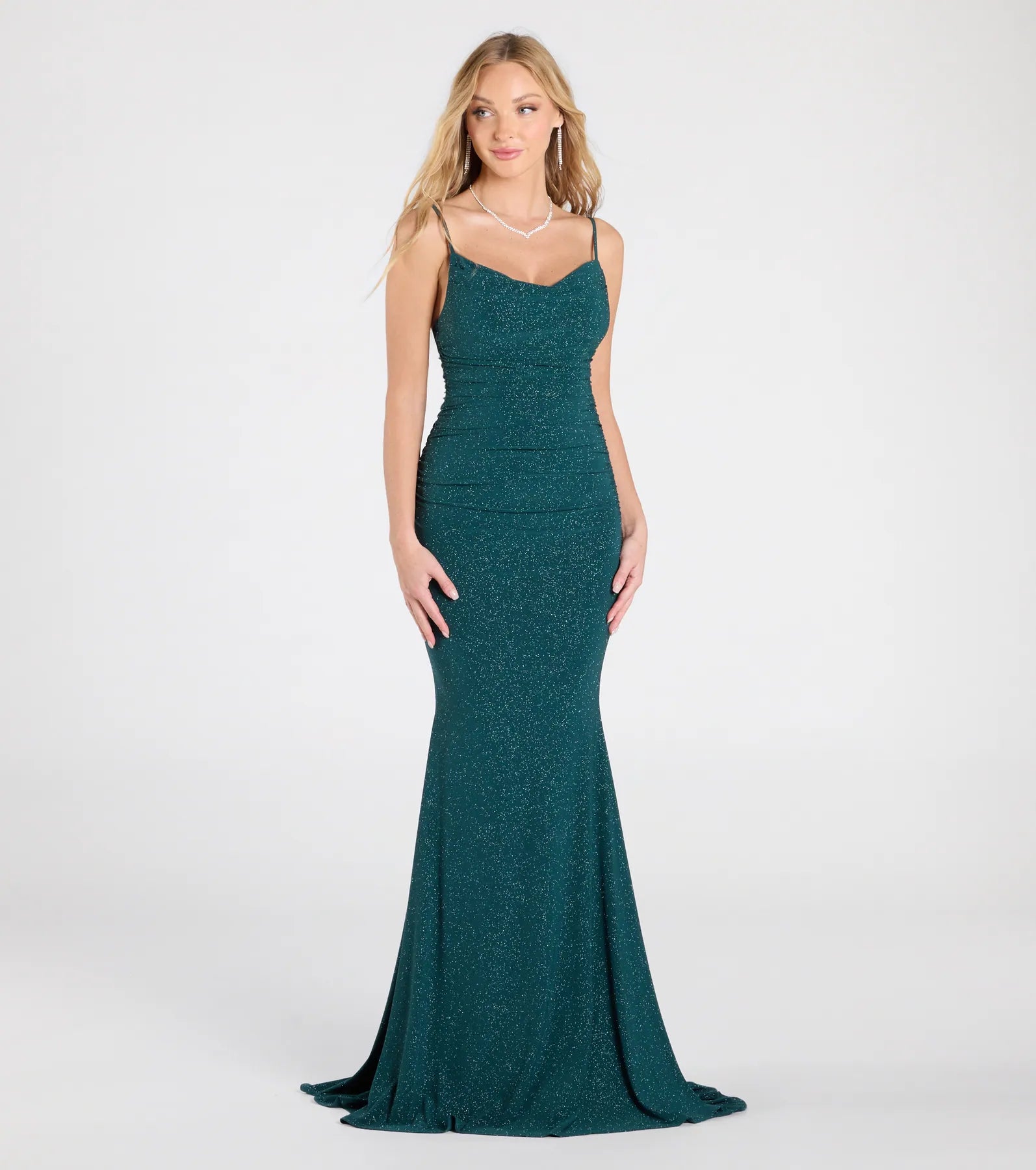 Ultimate Glamour: Corrina Cowl Neck Mermaid Glitter Dress