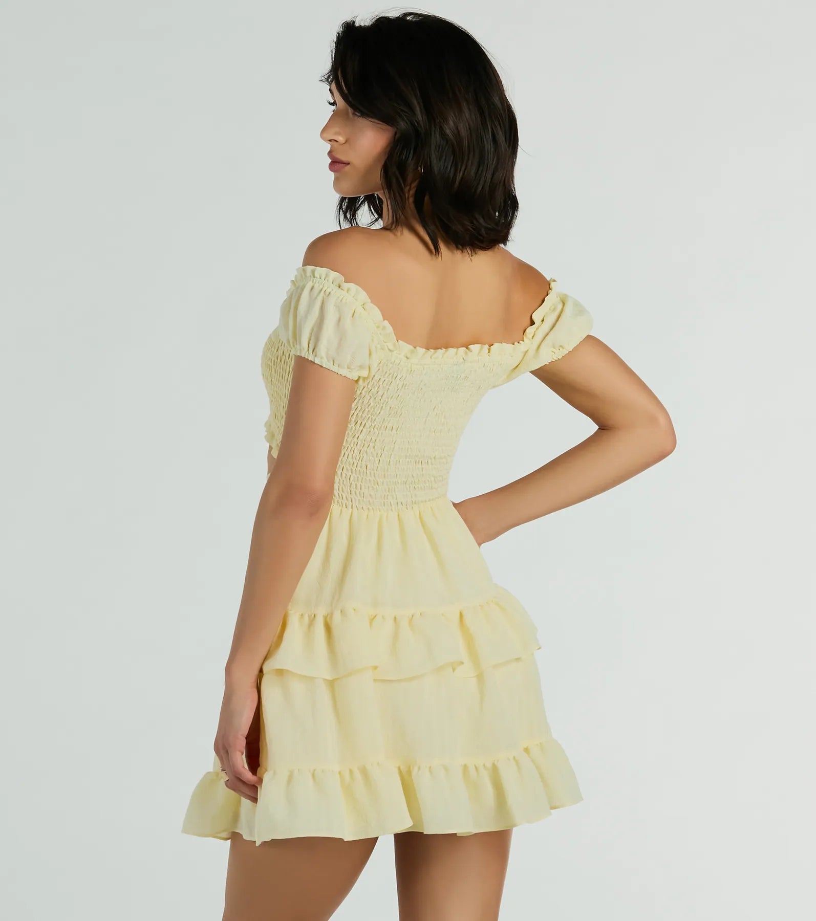 Ultimate Girlycore Off-The-Shoulder Ruffled Skater Dress