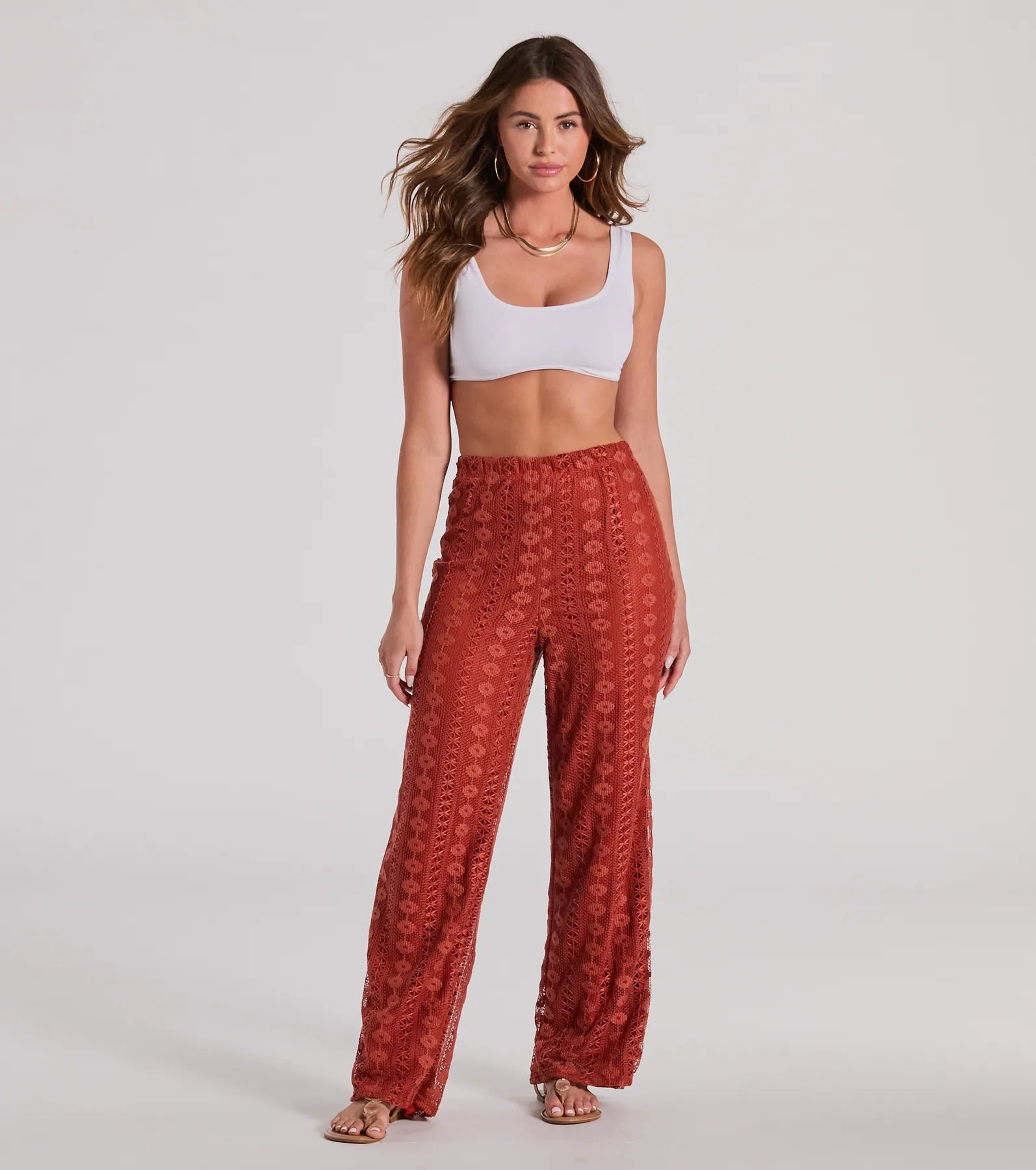 Premium Weekend Breeze High-Rise Crochet Palazzo Pants