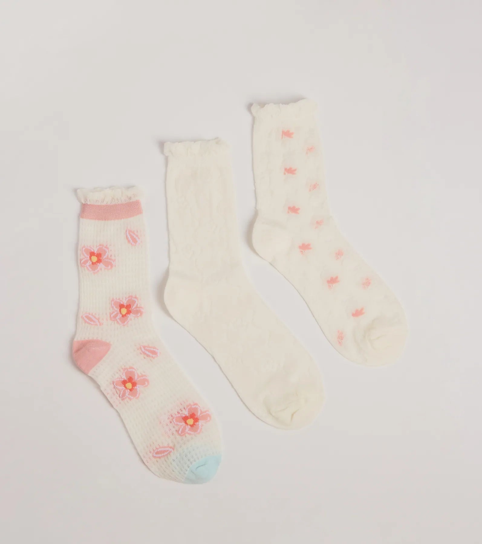 Premium Floral Charm Sock Trio - Ultimate Comfort Set