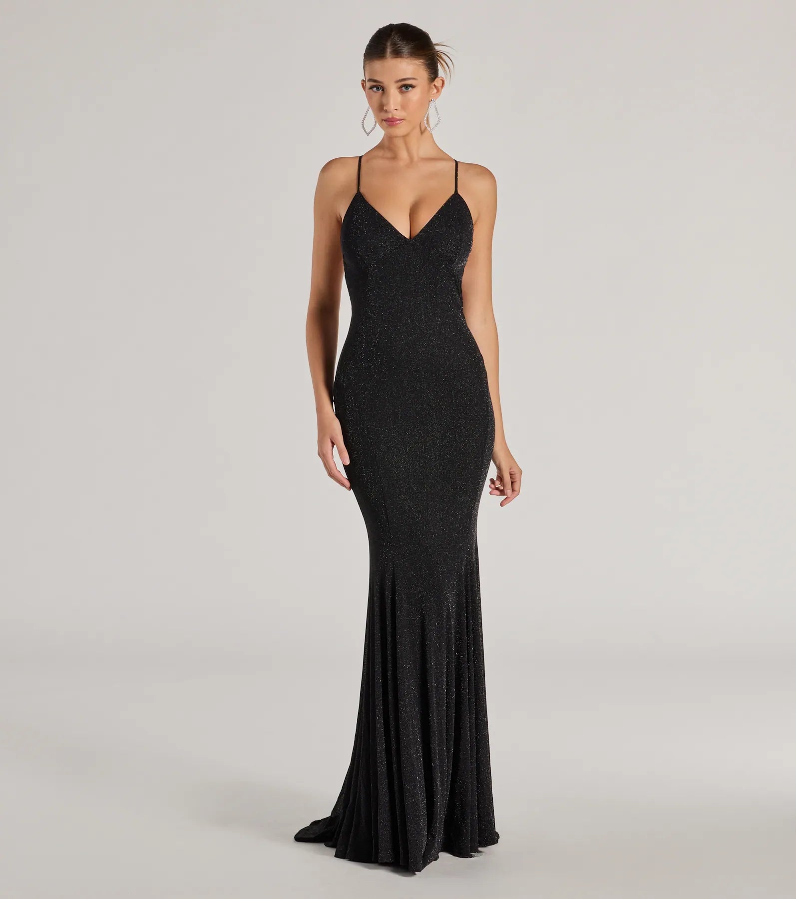 Ariyah Premium Glitter Lace-Up Mermaid Gown - Ultimate Formal Elegance