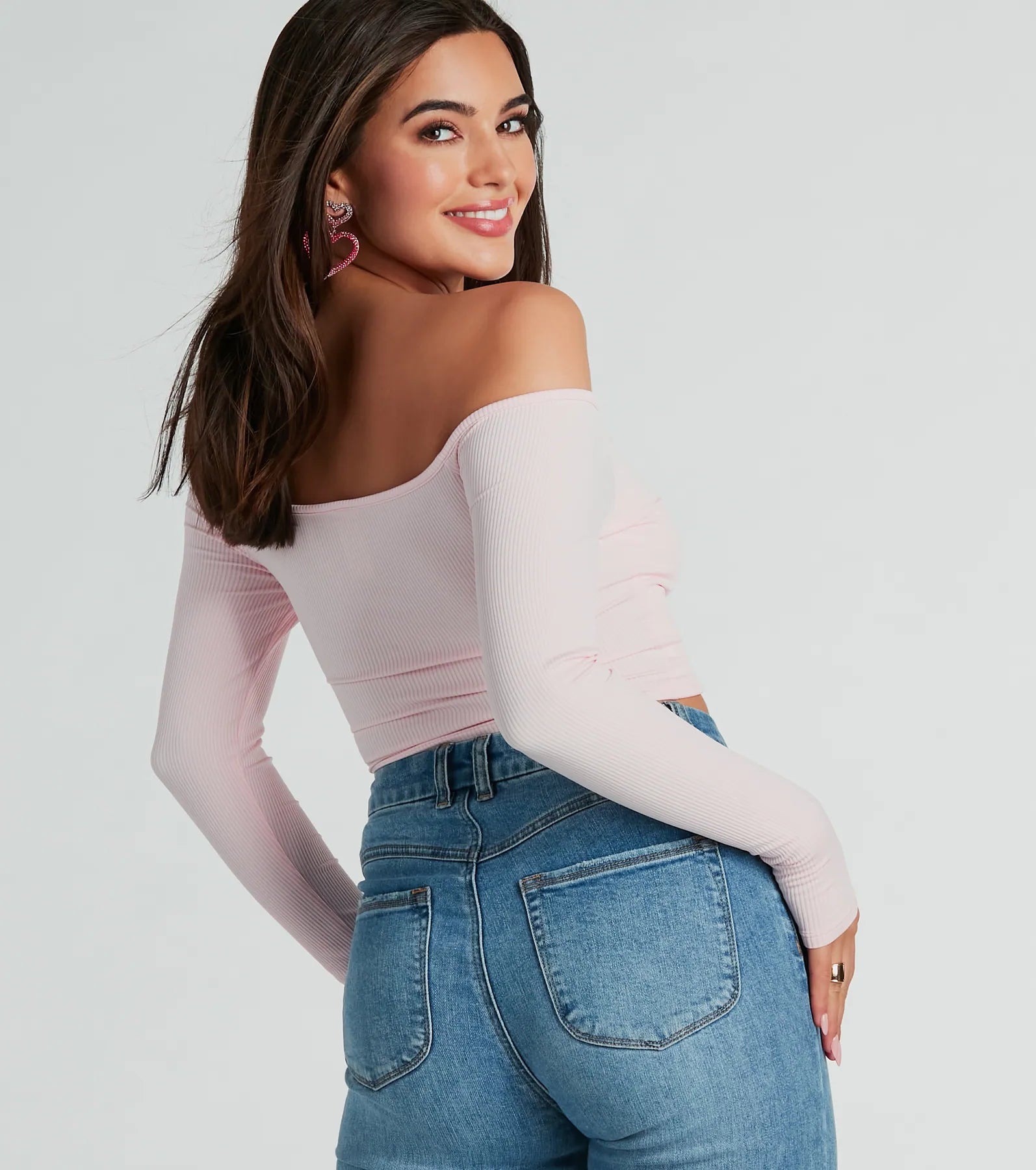 Ultimate Allure Off-The-Shoulder Crop Top - Premium Rib Knit