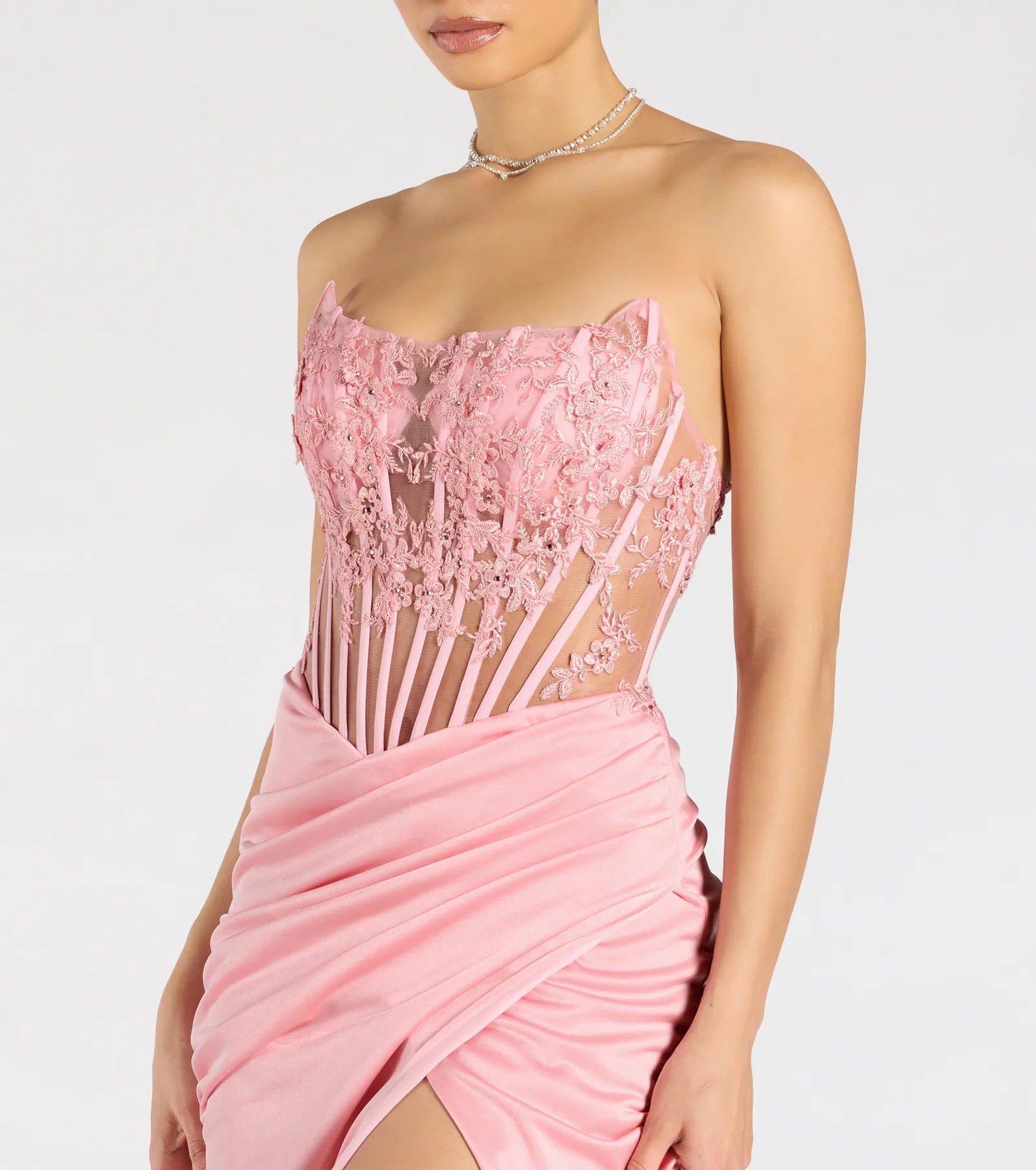 Ultimate Shayla Strapless Lace Corset Formal Dress