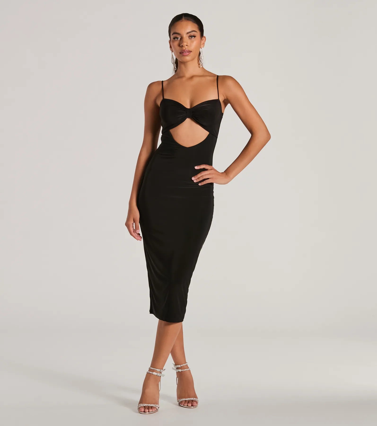 Ultimate Chic Sleeveless Bow Cutout Midi Dress