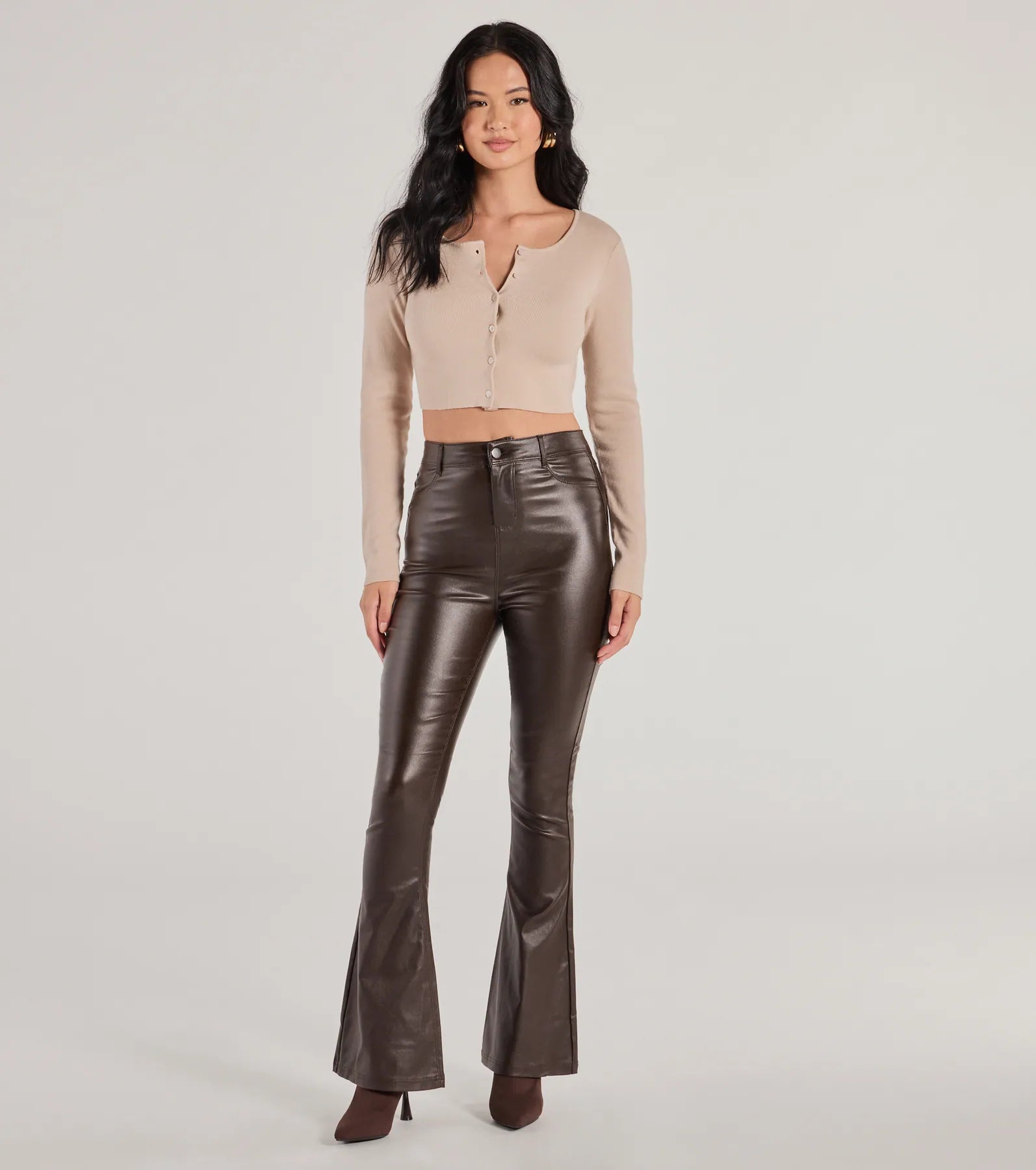 Ultimate Trendsetter Coated Faux Leather Flare Pants