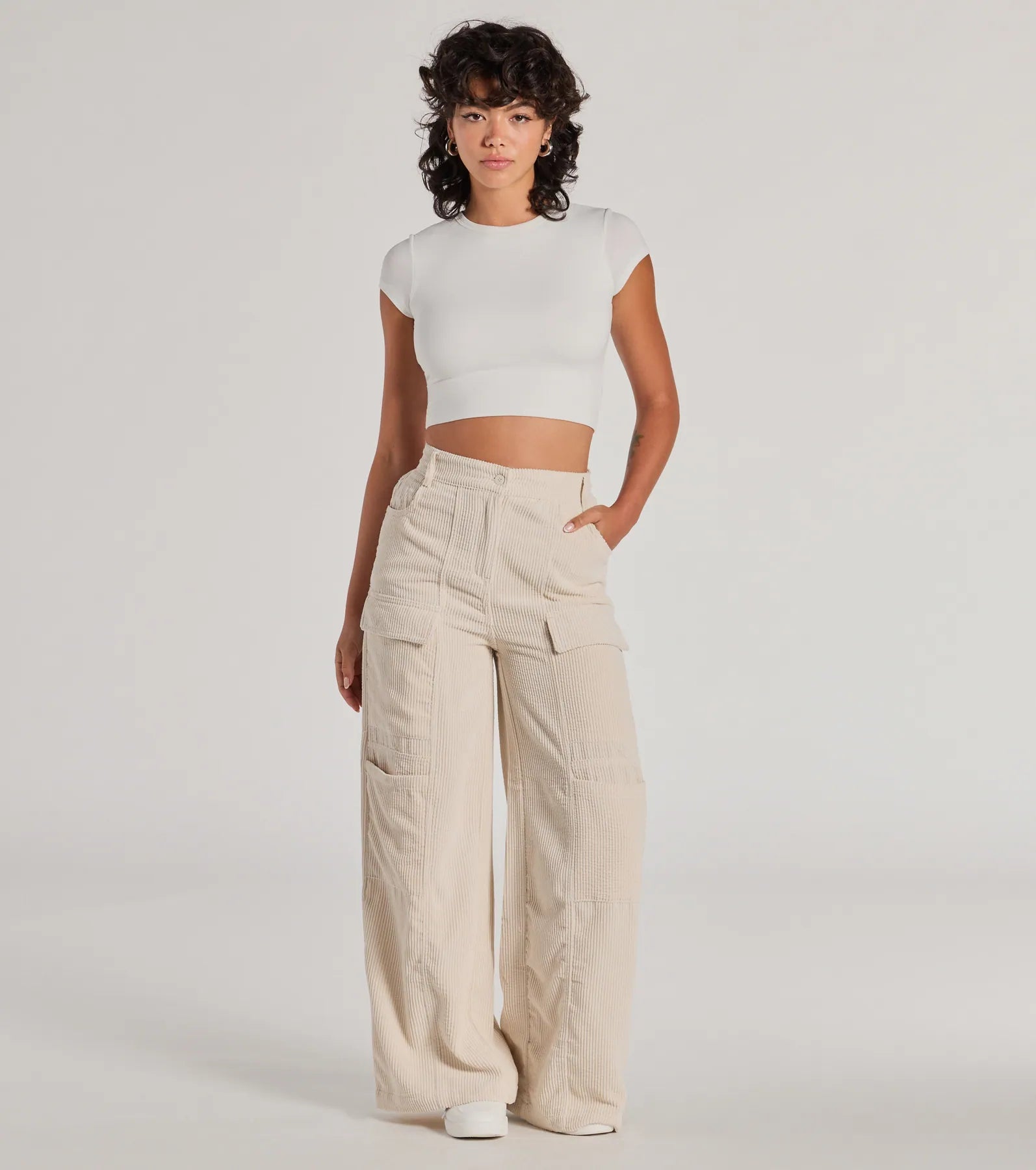 Premium High-Rise Corduroy Wide-Leg Cargo Pants - Upgrade Your Style