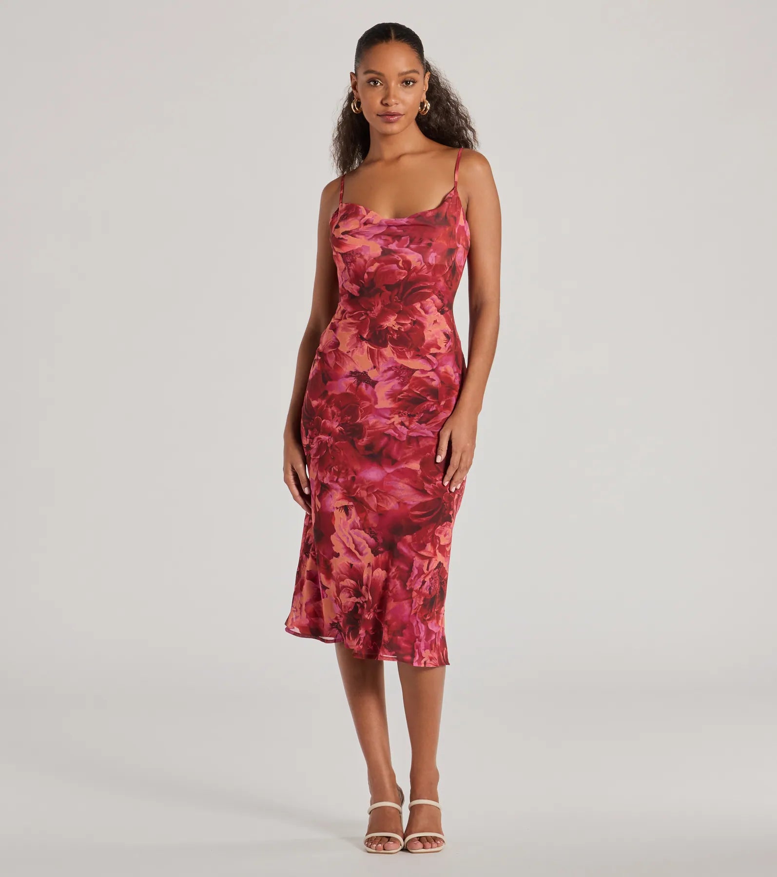 Ultimate Floral Chiffon Midi Dress - Perfect for Date Nights & Cocktail Parties