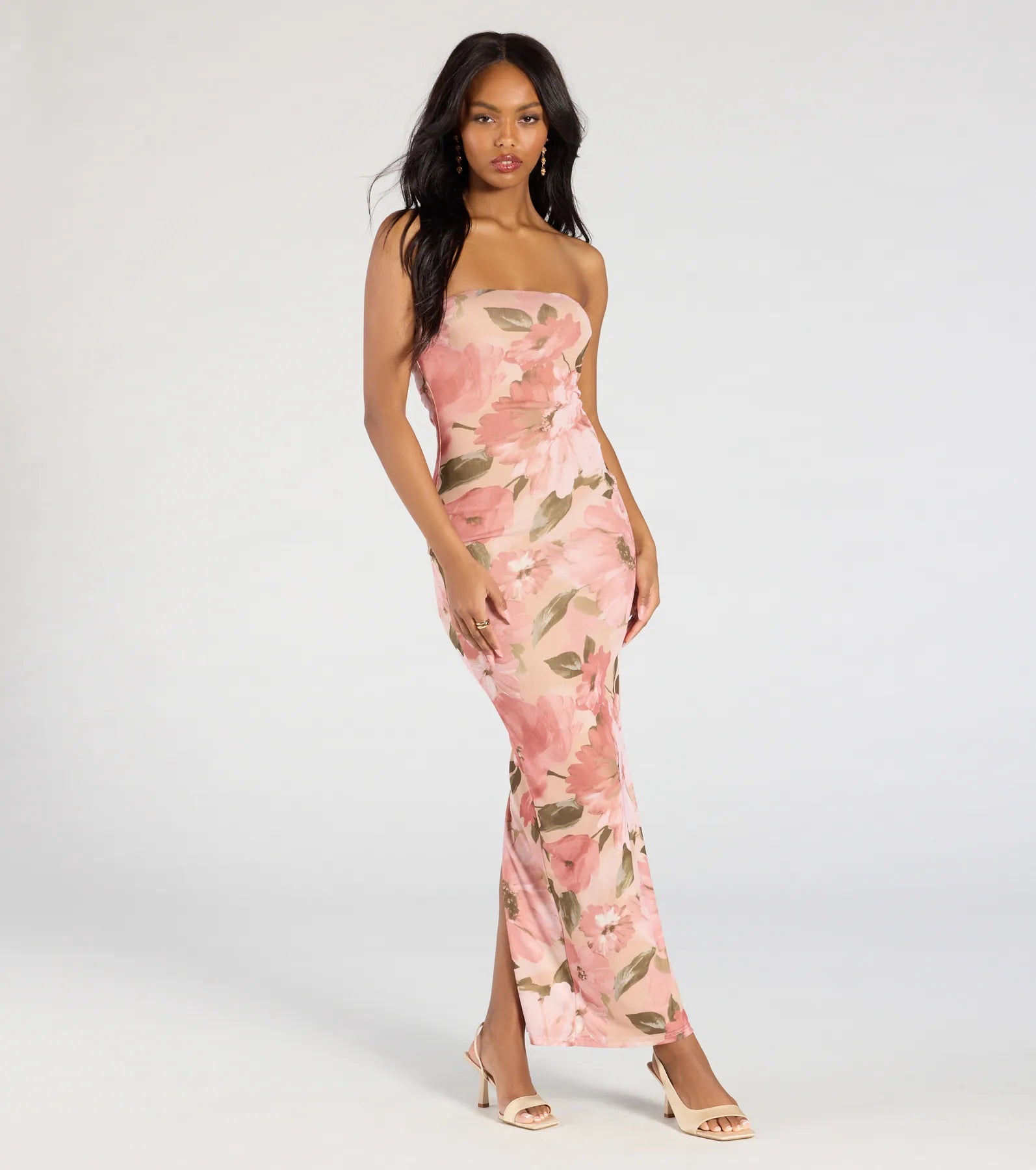 Ultimate Floral Elegance Satin Maxi Dress