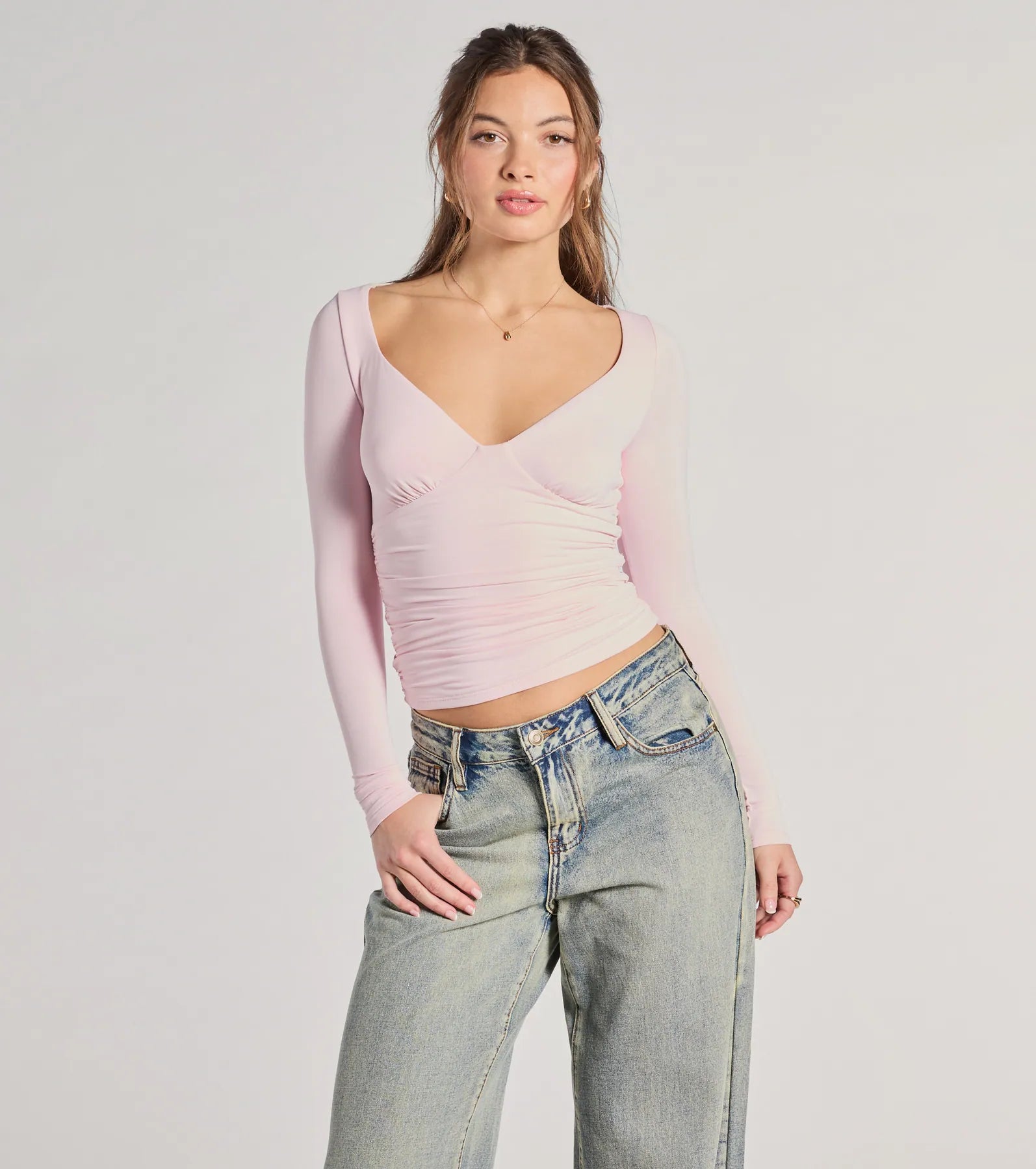 Ultimate V-Neck Long Sleeve Crop Top - Premium Fit & Style