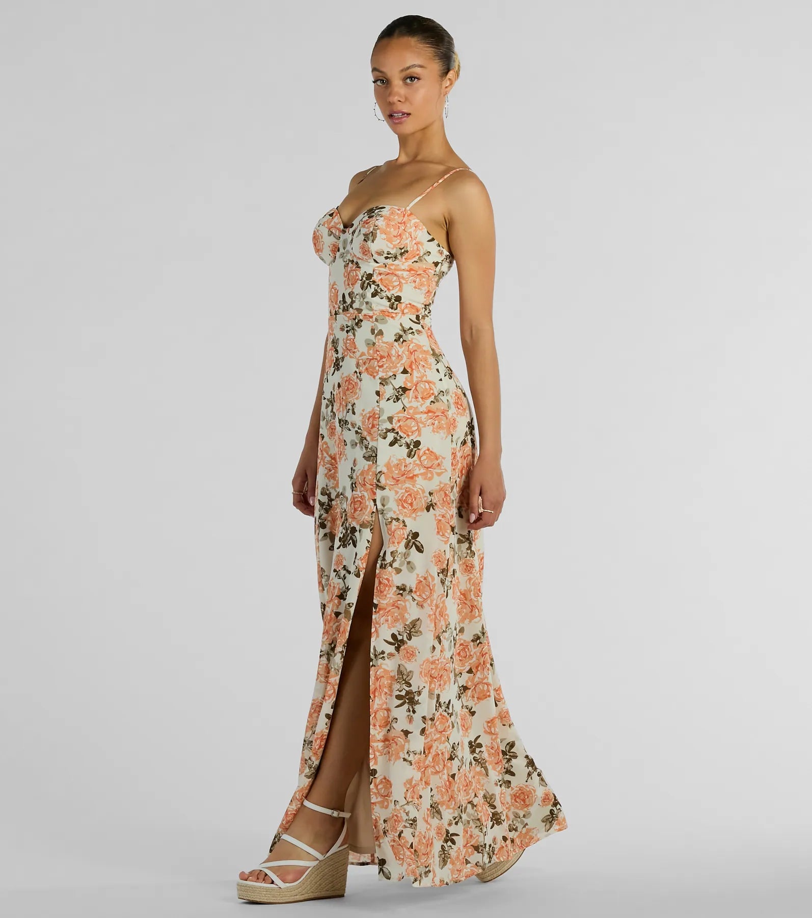 Ultimate Elegance Rose Floral Chiffon Maxi Dress