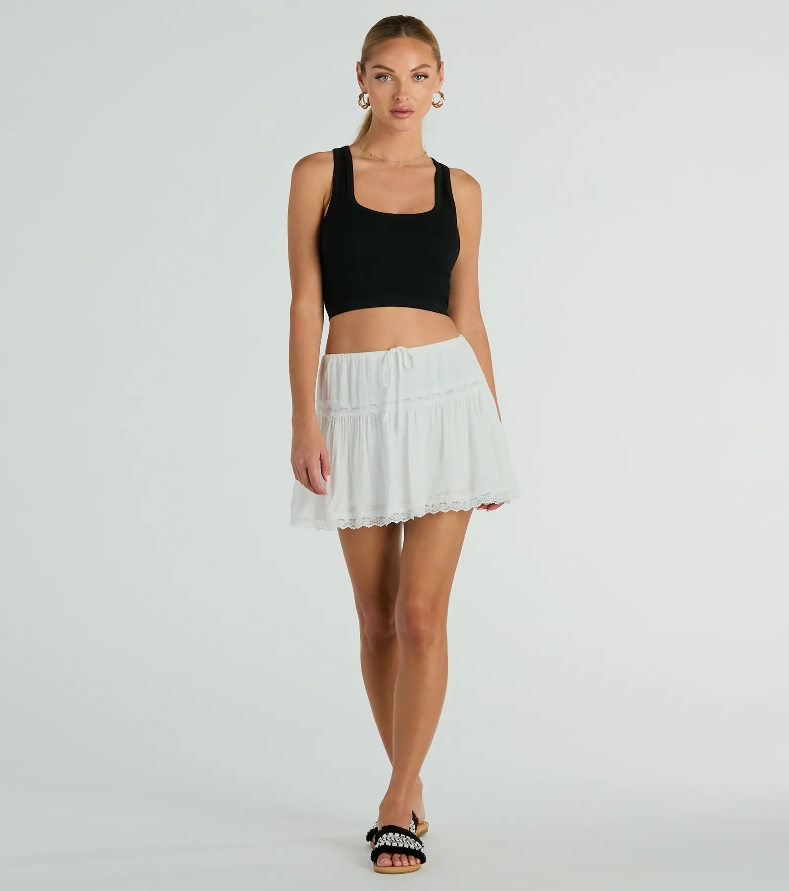 Ultimate Prairie Lace Trim A-Line Mini Skirt - Perfect for Festivals & Concerts