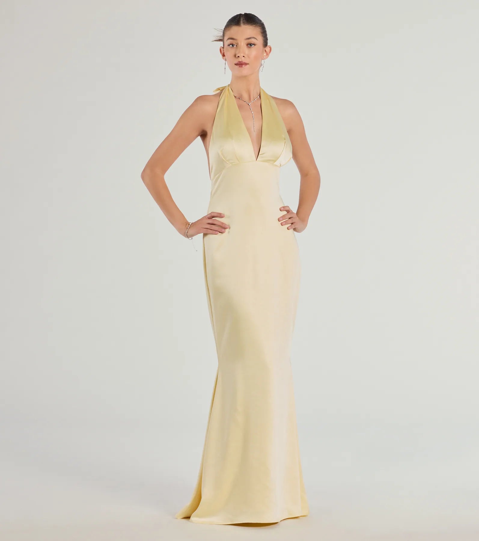 Ultimate Erika Satin Halter Formal Gown