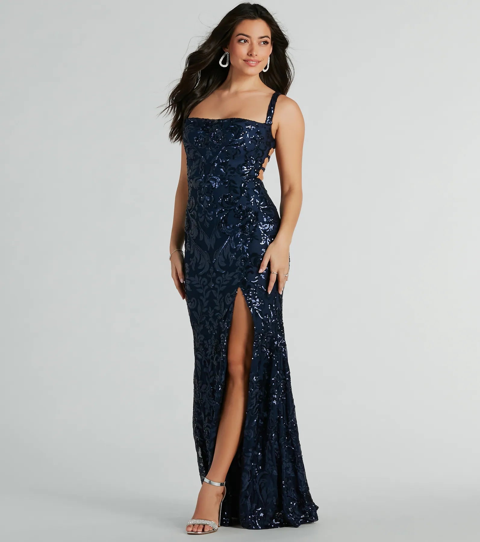 Moira Premium Lace-Up Sequin Gown – Ultimate Glamour for Formal Events